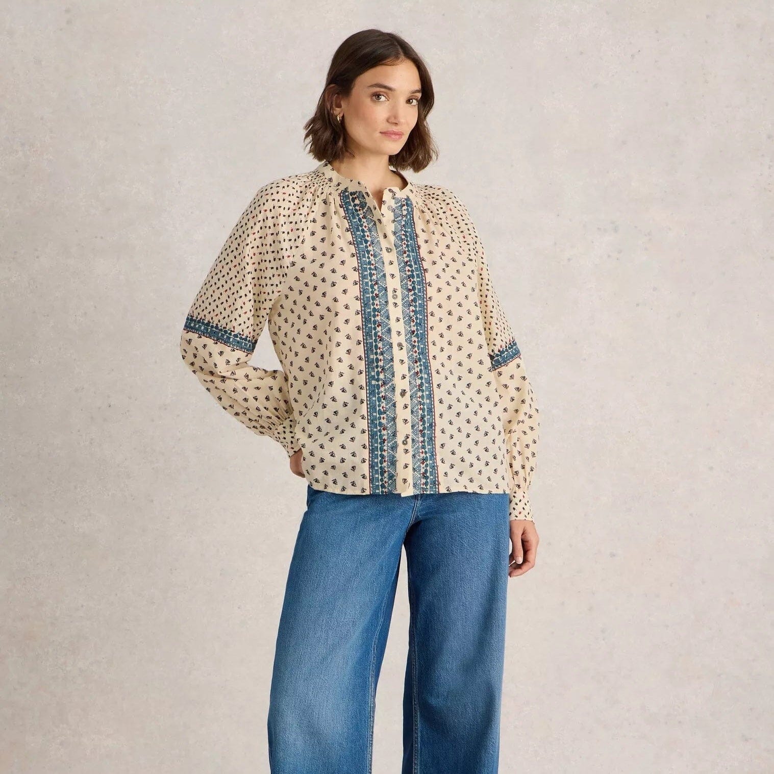 White Stuff Ari Embroidered Shirt - Ivory Multi White Stuff