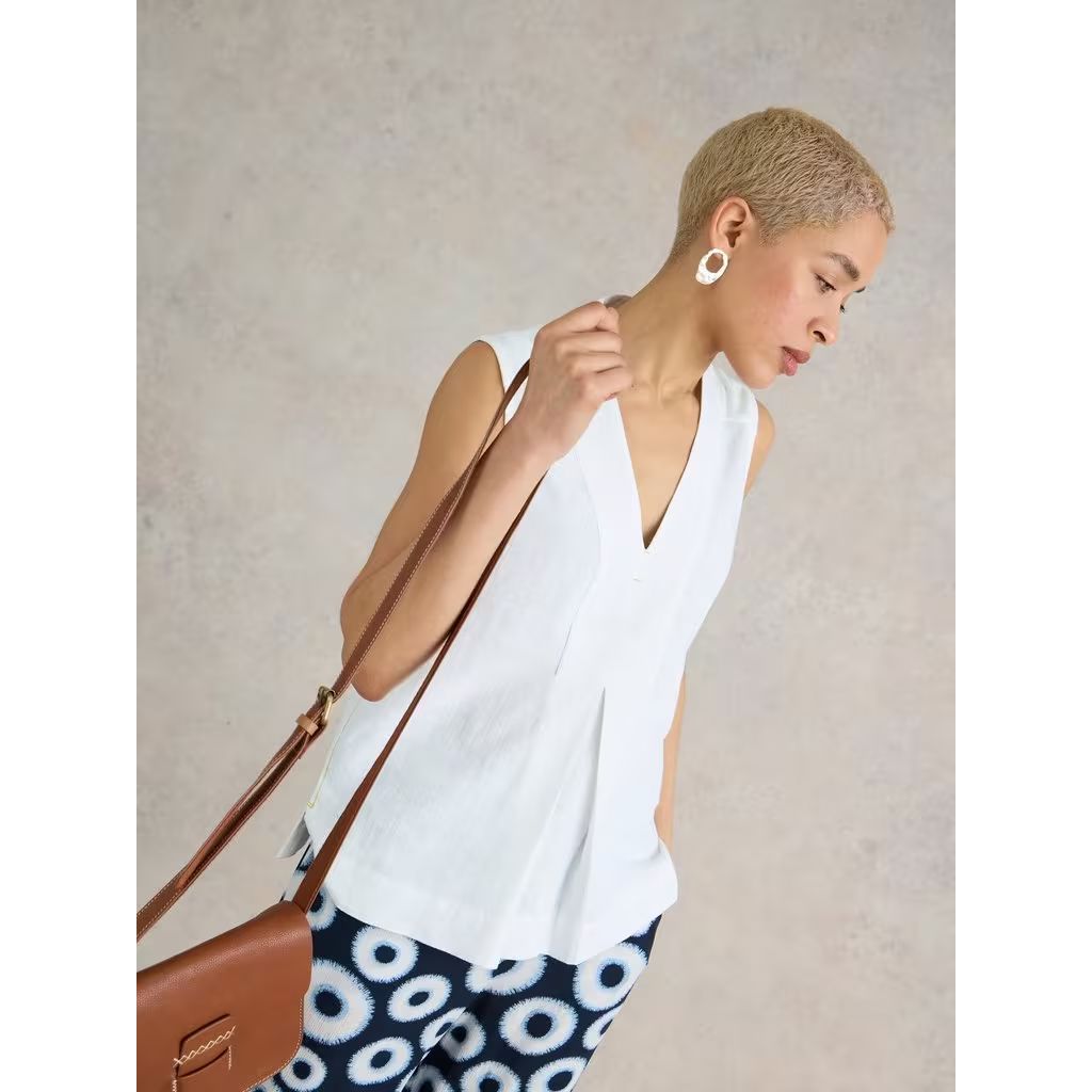 White Stuff Celia Jersey Mix Shirt - Brilliant White White Stuff