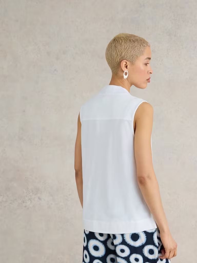 White Stuff Celia Jersey Mix Shirt - Brilliant White White Stuff