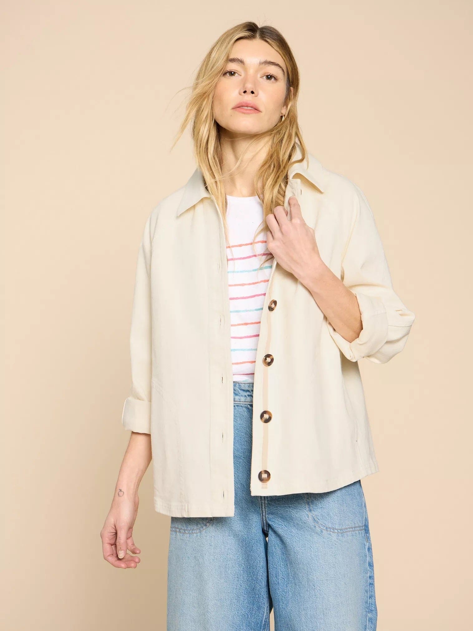 White Stuff Eden Denim Jacket - Light Natural White Stuff