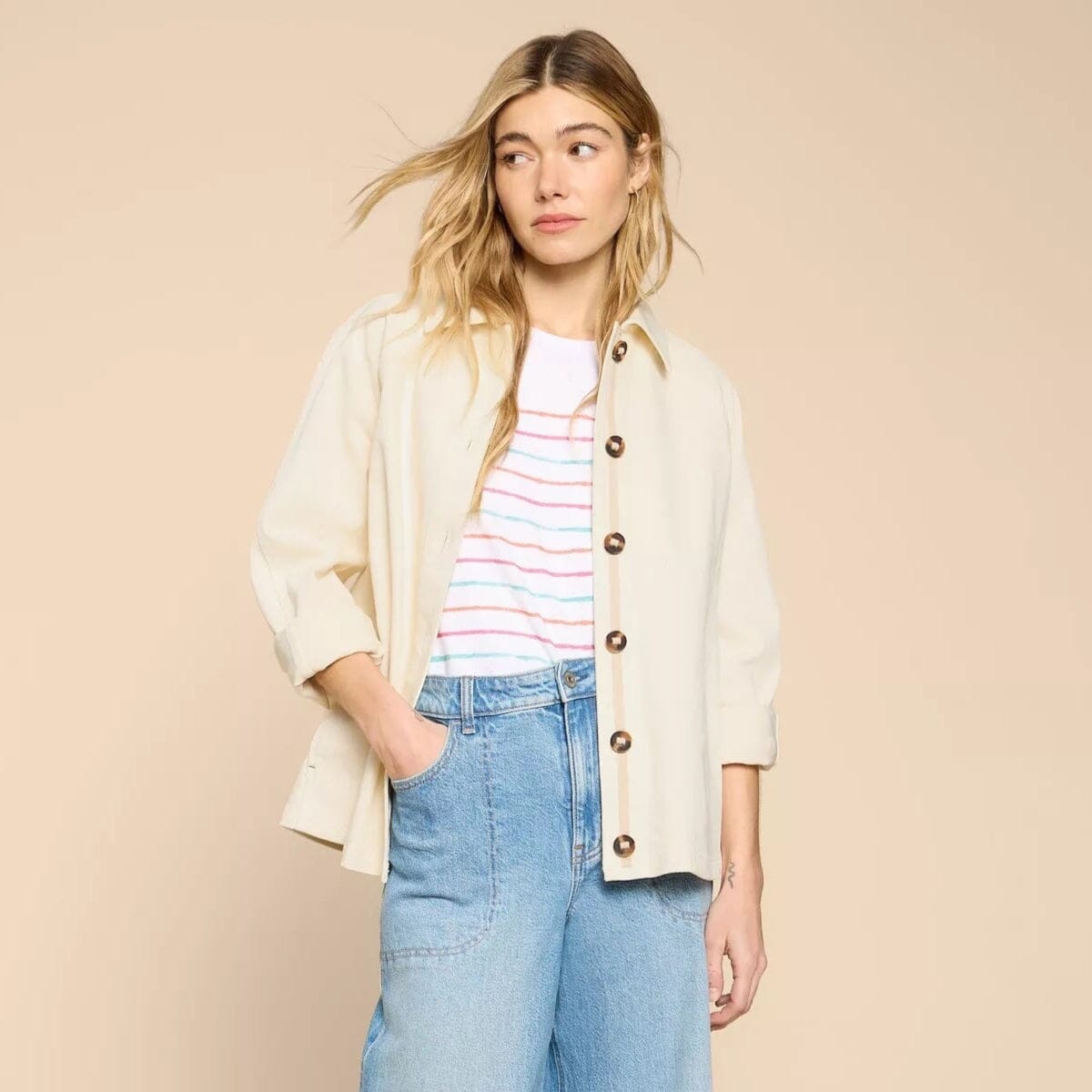 White Stuff Eden Denim Jacket - Light Natural White Stuff