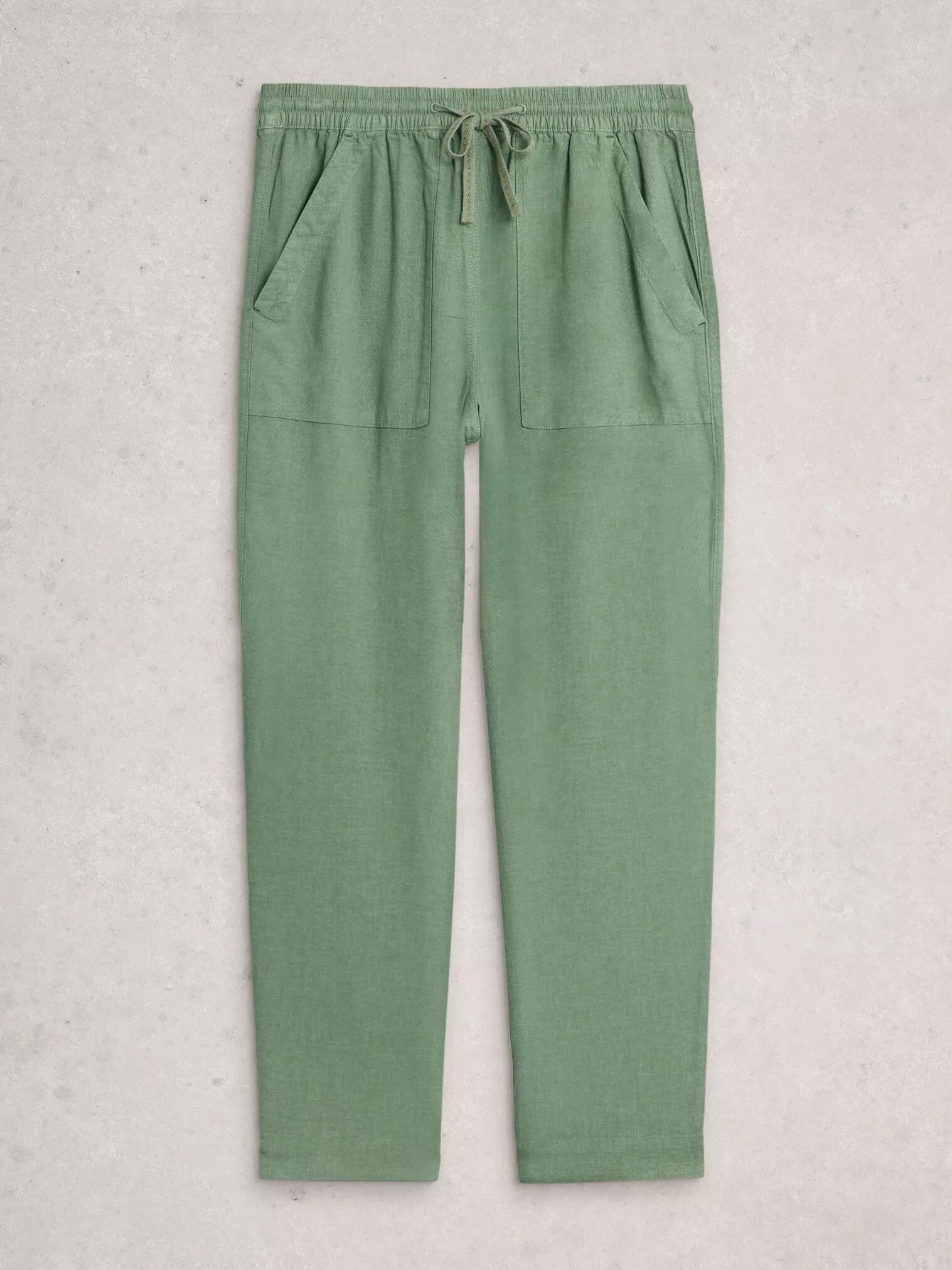 White Stuff Elle Linen Blend Trouser - Mid Green White Stuff