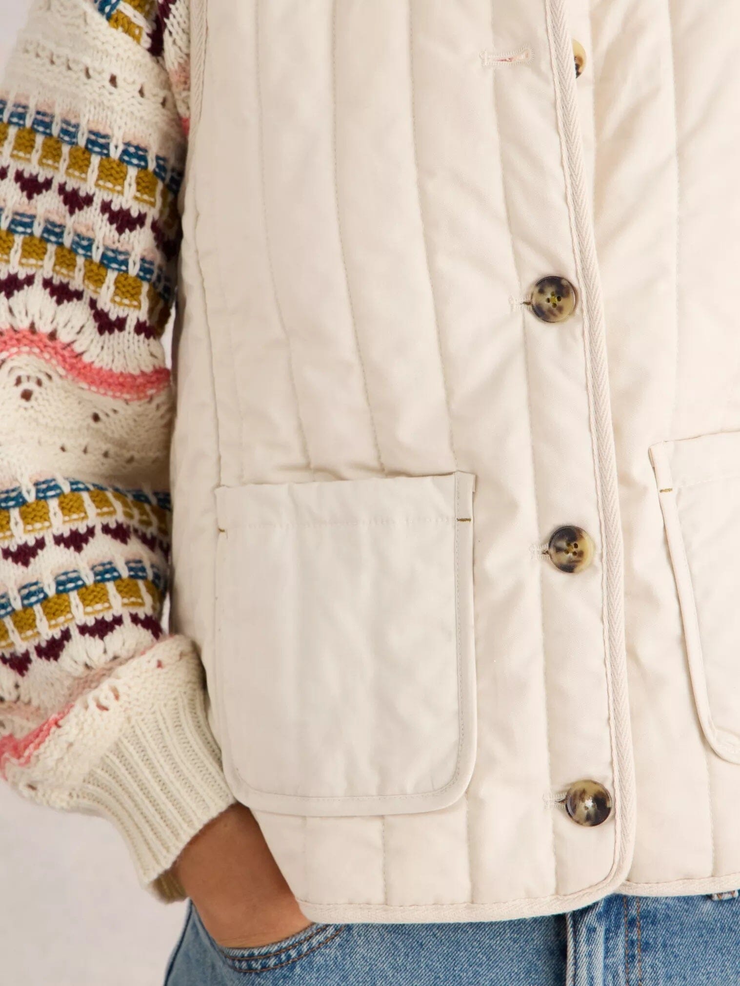 White Stuff Emma Quilted Gilet - Natural White White Stuff