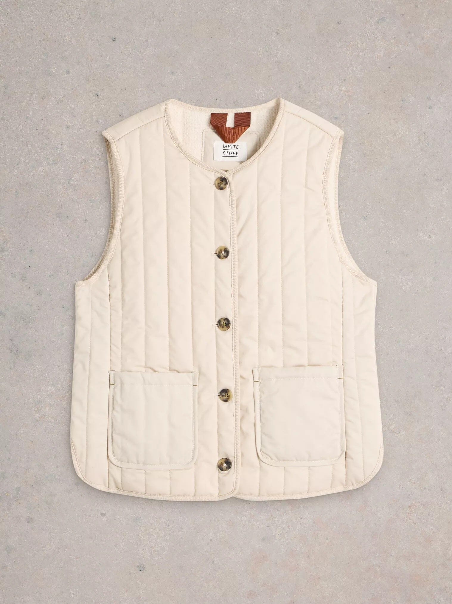 White Stuff Emma Quilted Gilet - Natural White White Stuff
