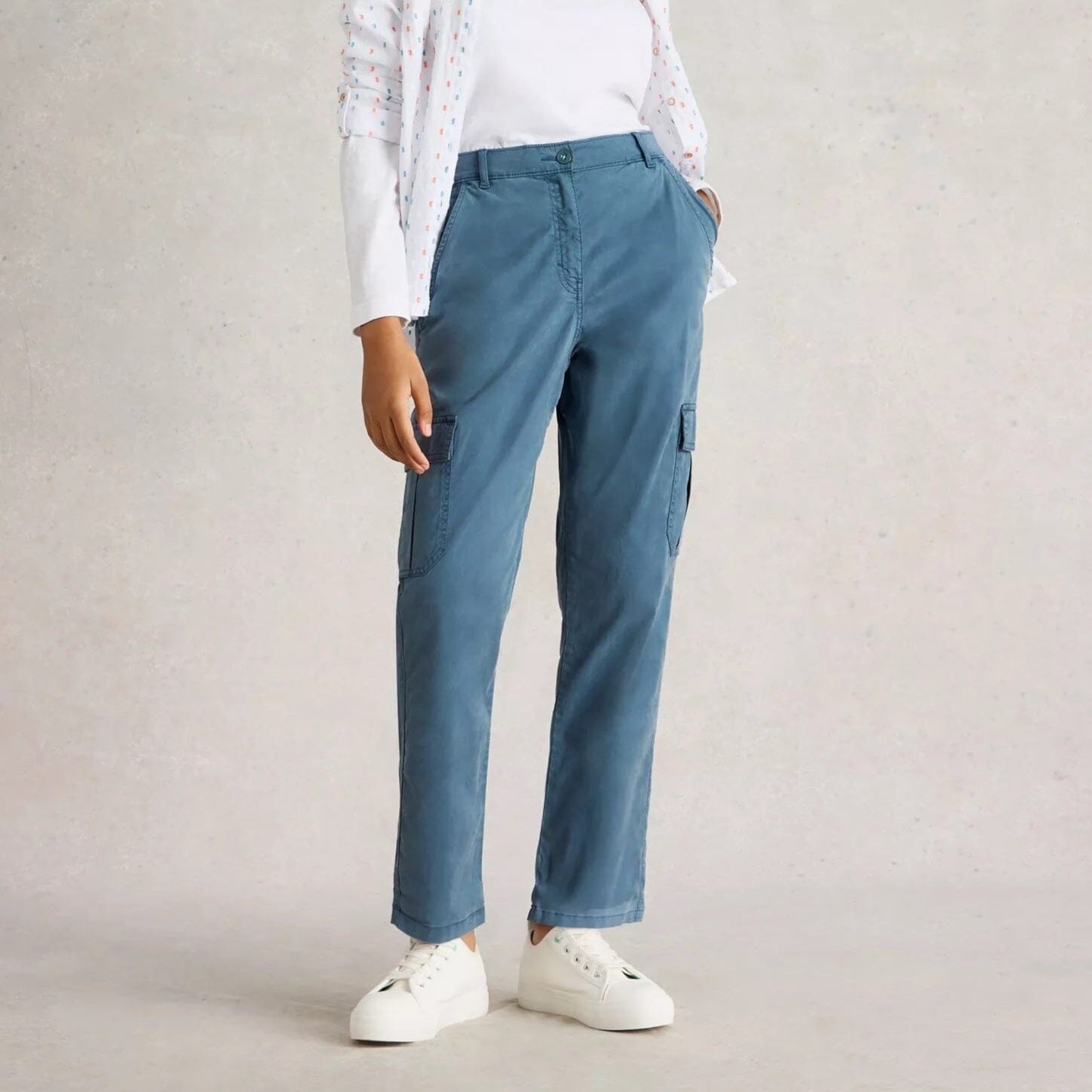 White Stuff Everleigh Cargo Trouser - Mid Blue White Stuff