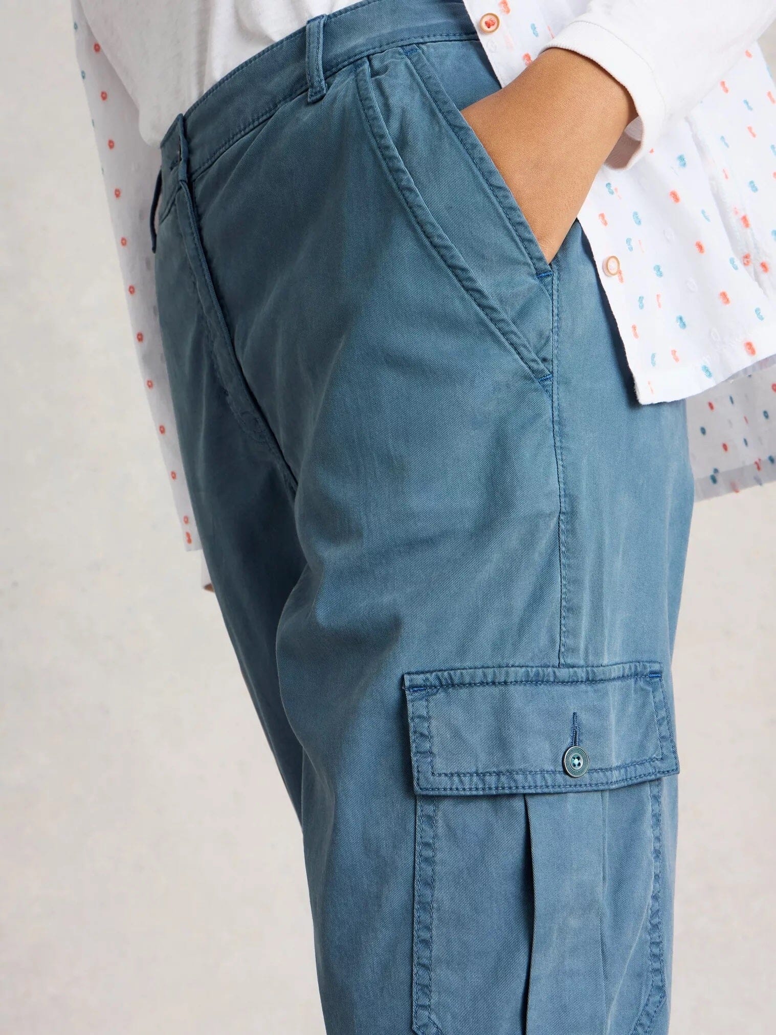 White Stuff Everleigh Cargo Trouser - Mid Blue White Stuff