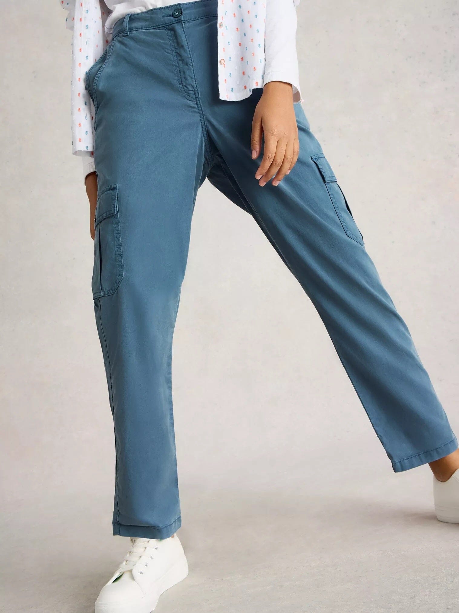 White Stuff Everleigh Cargo Trouser - Mid Blue White Stuff