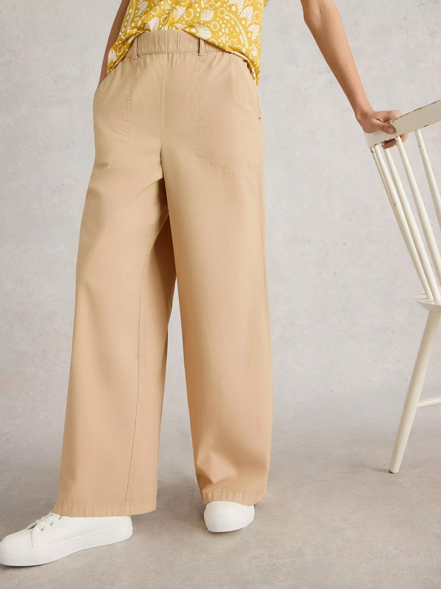 White Stuff Harley Cotton Trousers - Light Natural White Stuff