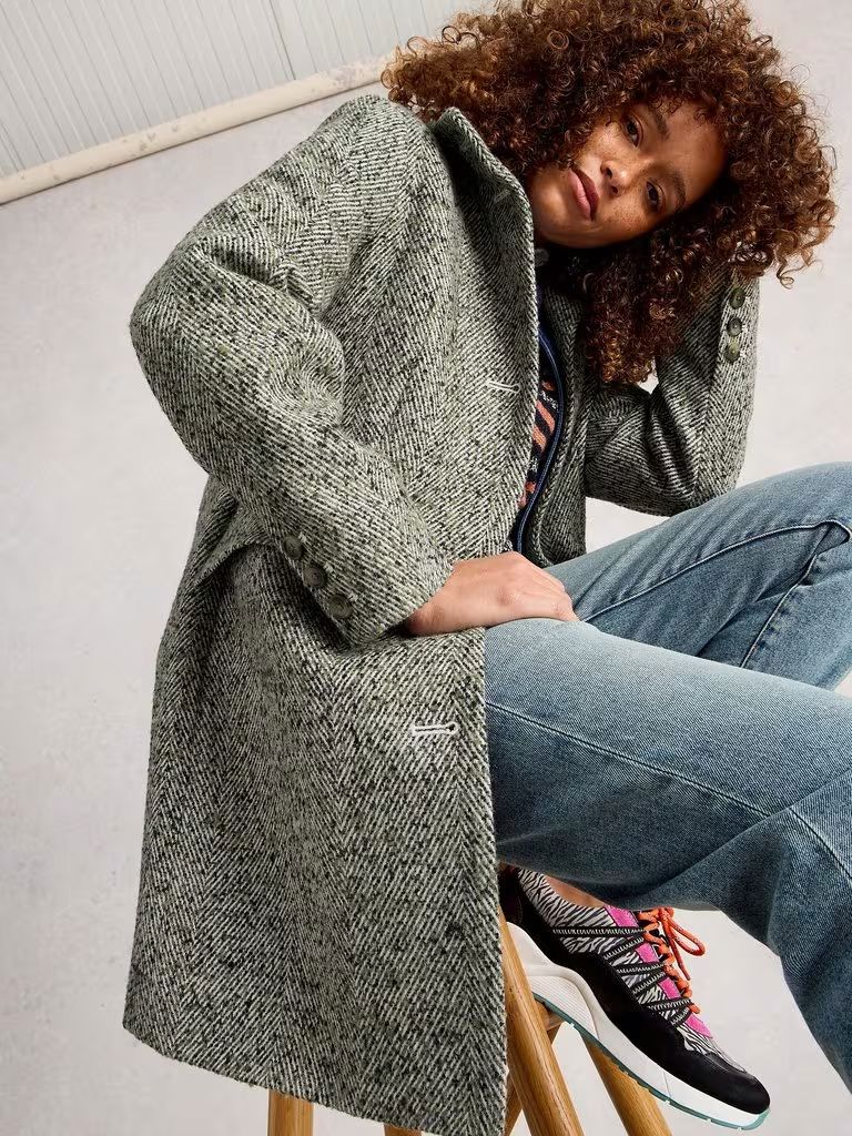 White Stuff Karla Tweed Wool Blend Coat - Grey Multi Women's Coat White Stuff 