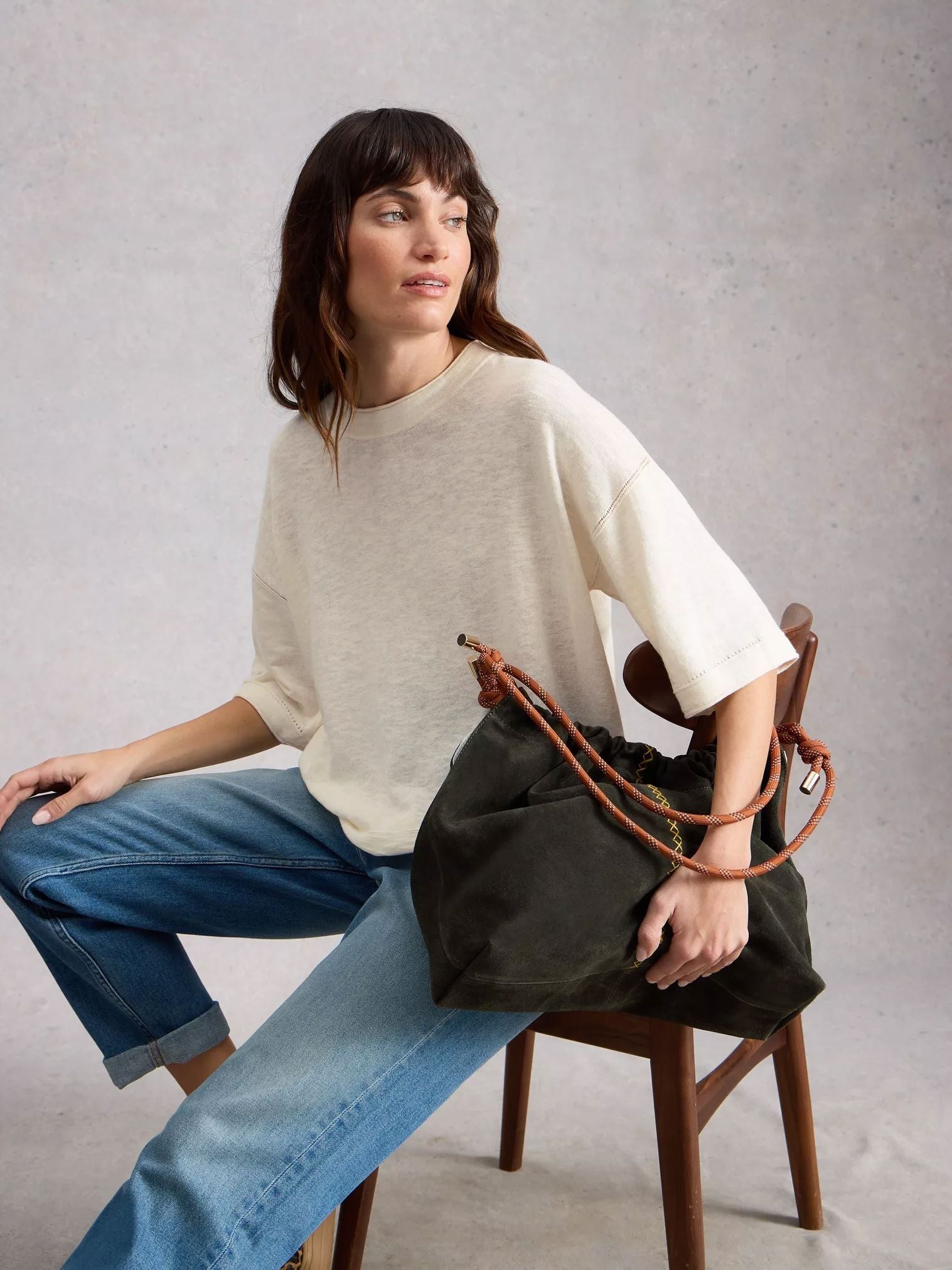 White Stuff Kate Linen Blend Tee - Natural White White Stuff