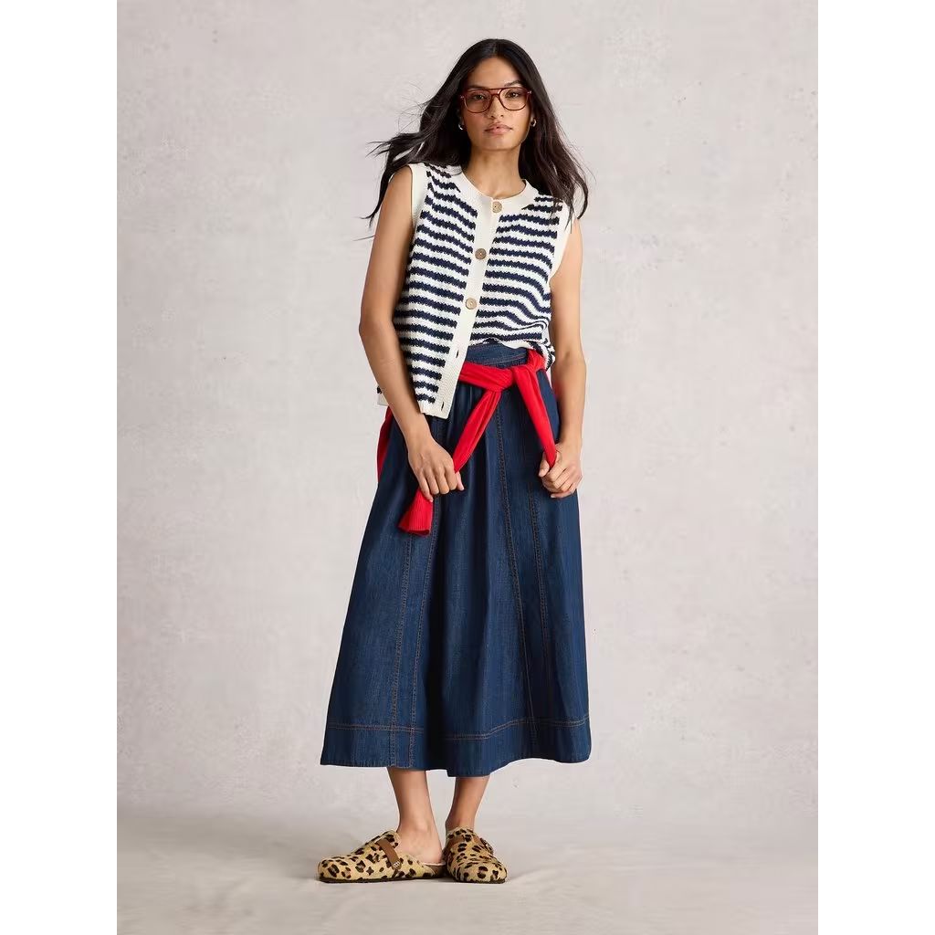 White Stuff Leo Denim Midi Skirt - Dark Denim White Stuff