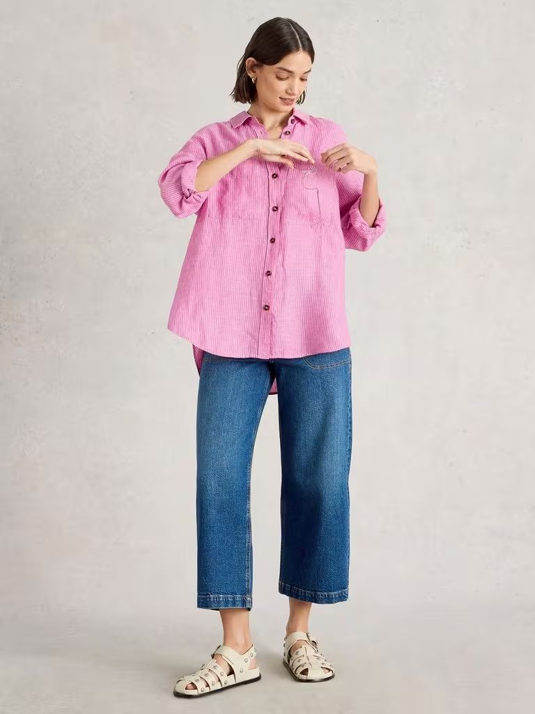 White Stuff Lydia Linen Shirt - Pink Multi White Stuff