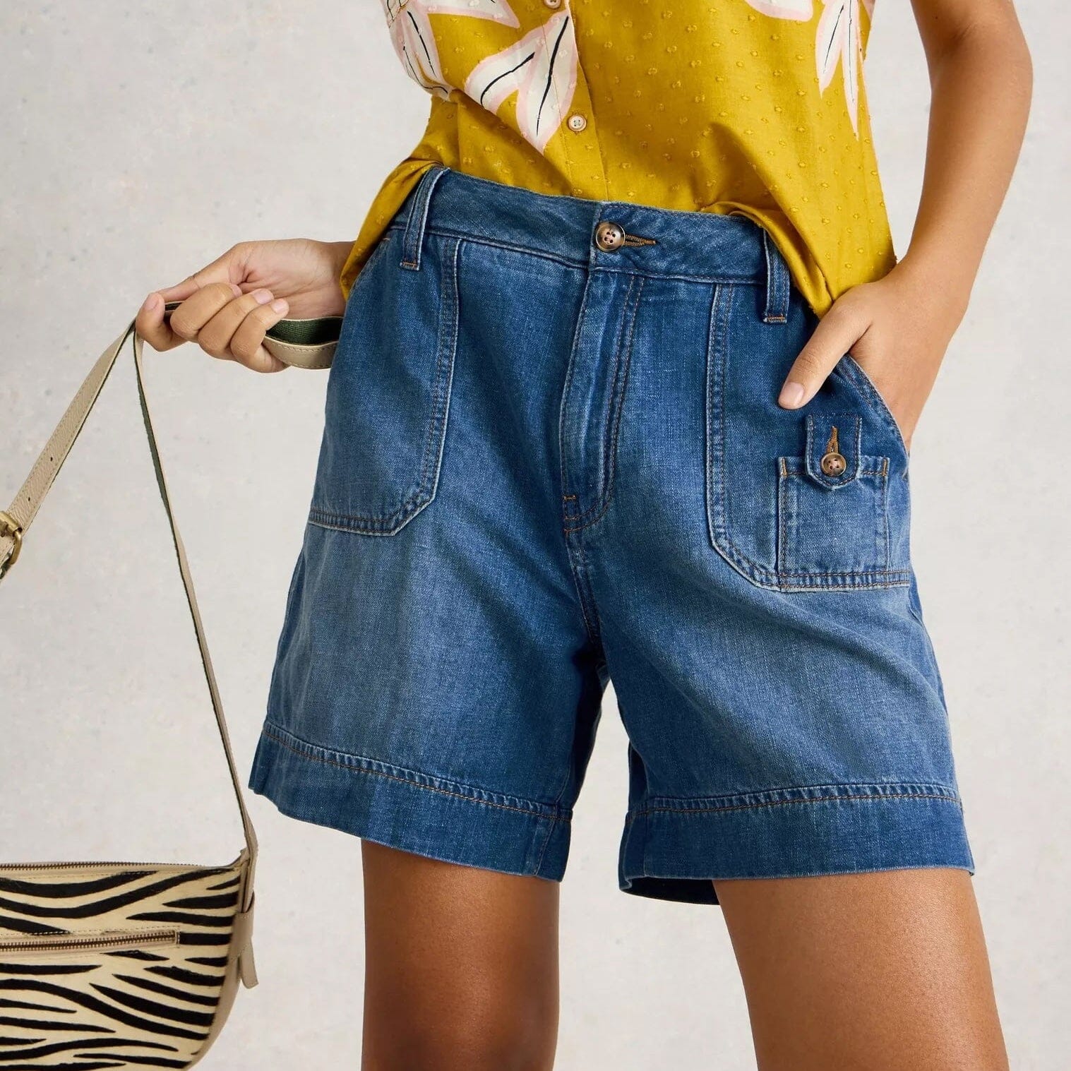 White Stuff Mollie Combat Denim Shorts - Dark Denim White Stuff