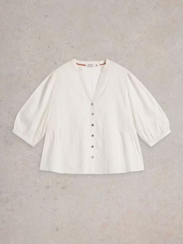 White Stuff Piper Embroidered Top - Natural White White Stuff