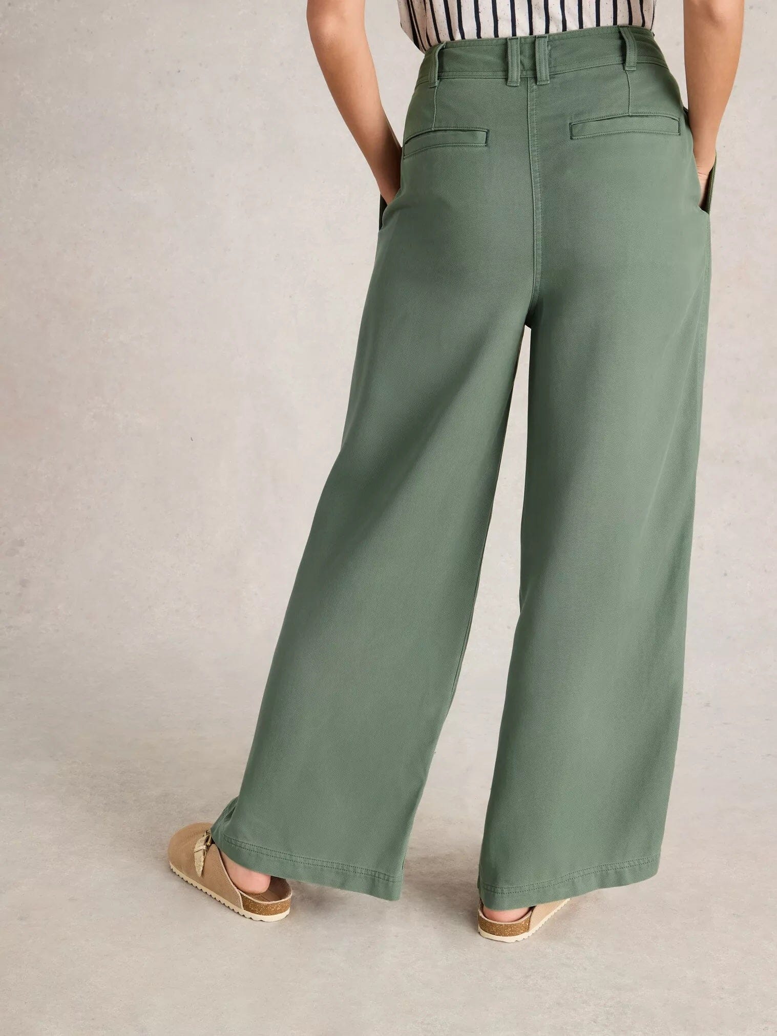 White Stuff Sasha Wide Leg Trouser - Dusty Green White Stuff