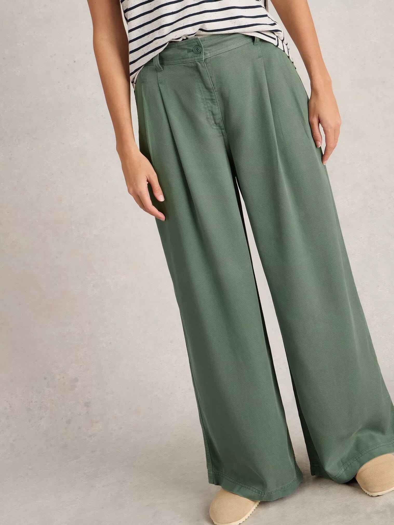 White Stuff Sasha Wide Leg Trouser - Dusty Green White Stuff