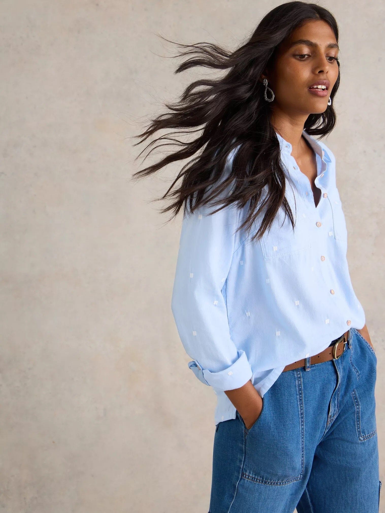 White Stuff Sophie Organic Cotton Shirt - Blue Multi White Stuff