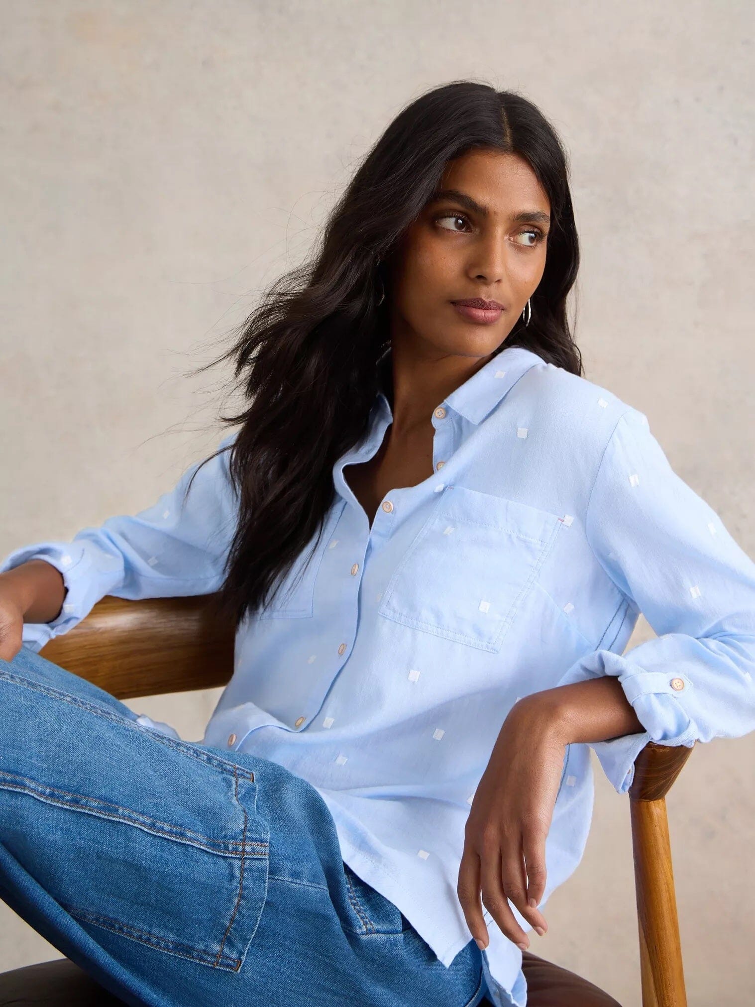 White Stuff Sophie Organic Cotton Shirt - Blue Multi White Stuff