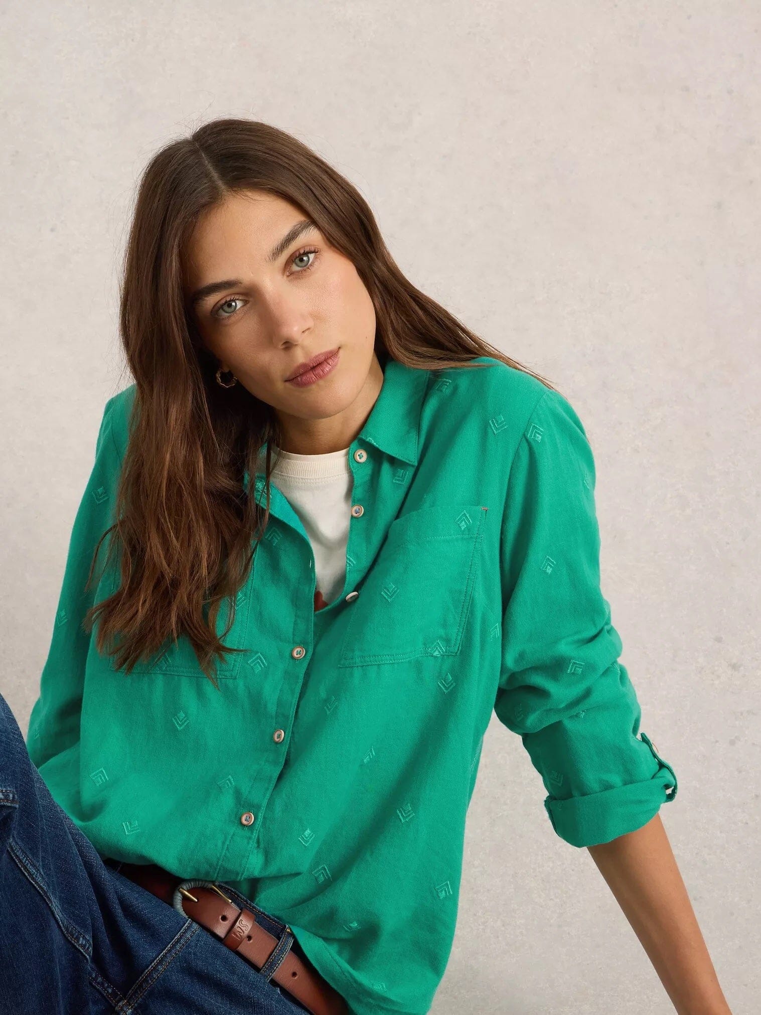 White Stuff Sophie Organic Cotton Shirt - Bright Green White Stuff