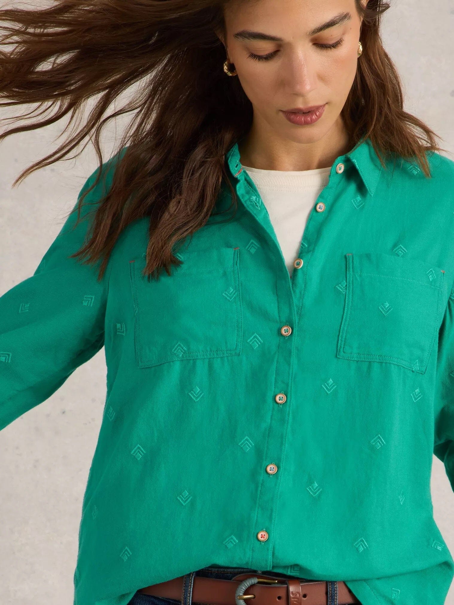 White Stuff Sophie Organic Cotton Shirt - Bright Green White Stuff