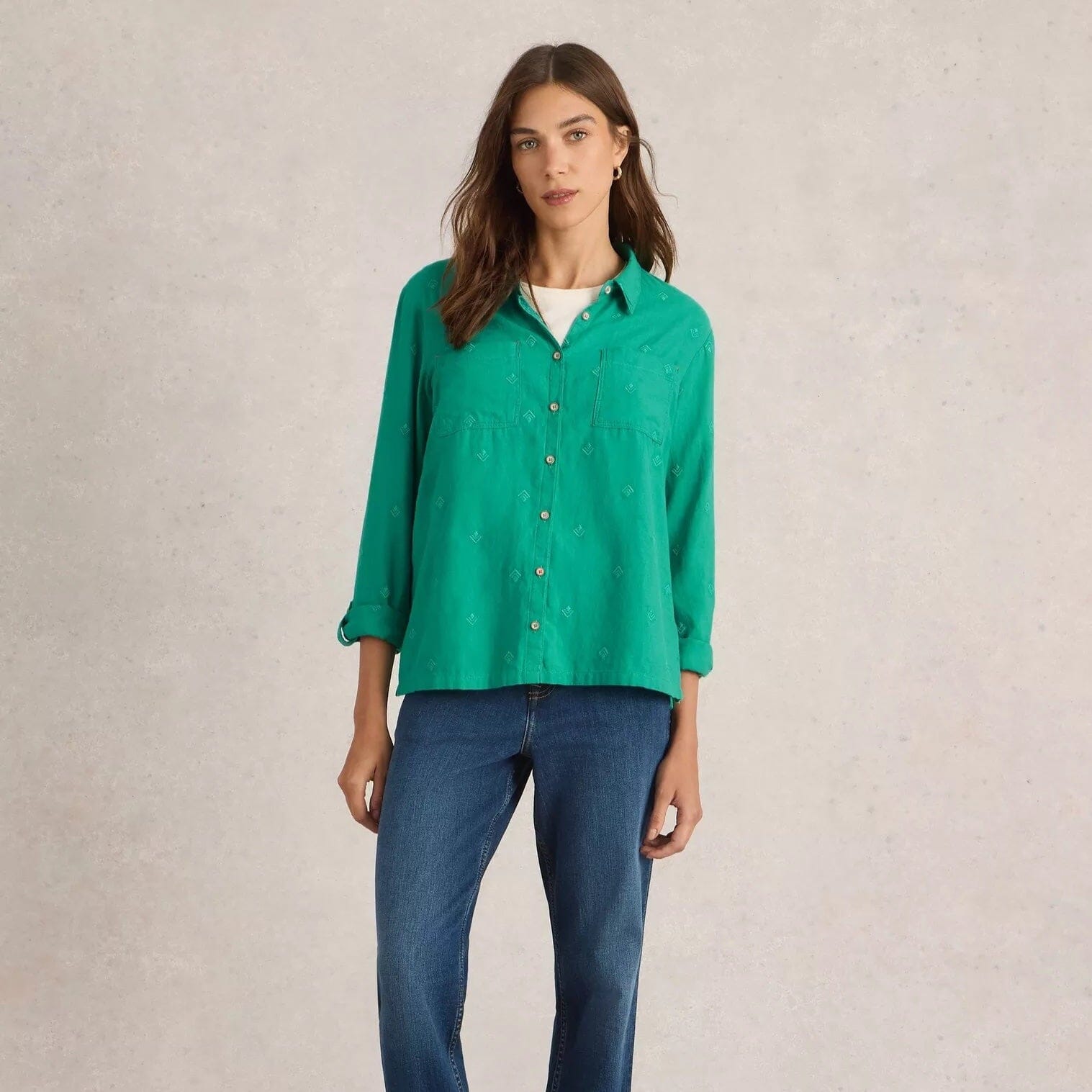 White Stuff Sophie Organic Cotton Shirt - Bright Green White Stuff