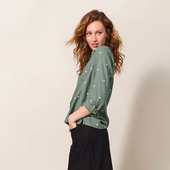 White Stuff Sophie Organic Cotton Shirt - Green Multi White Stuff