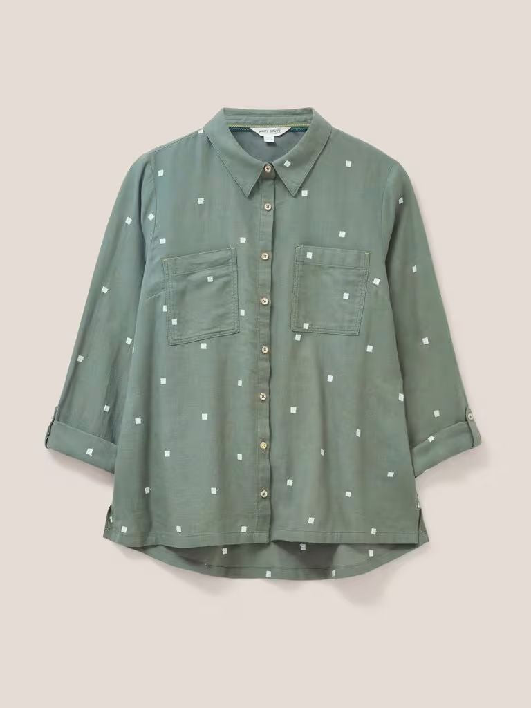 White Stuff Sophie Organic Cotton Shirt - Green Multi White Stuff