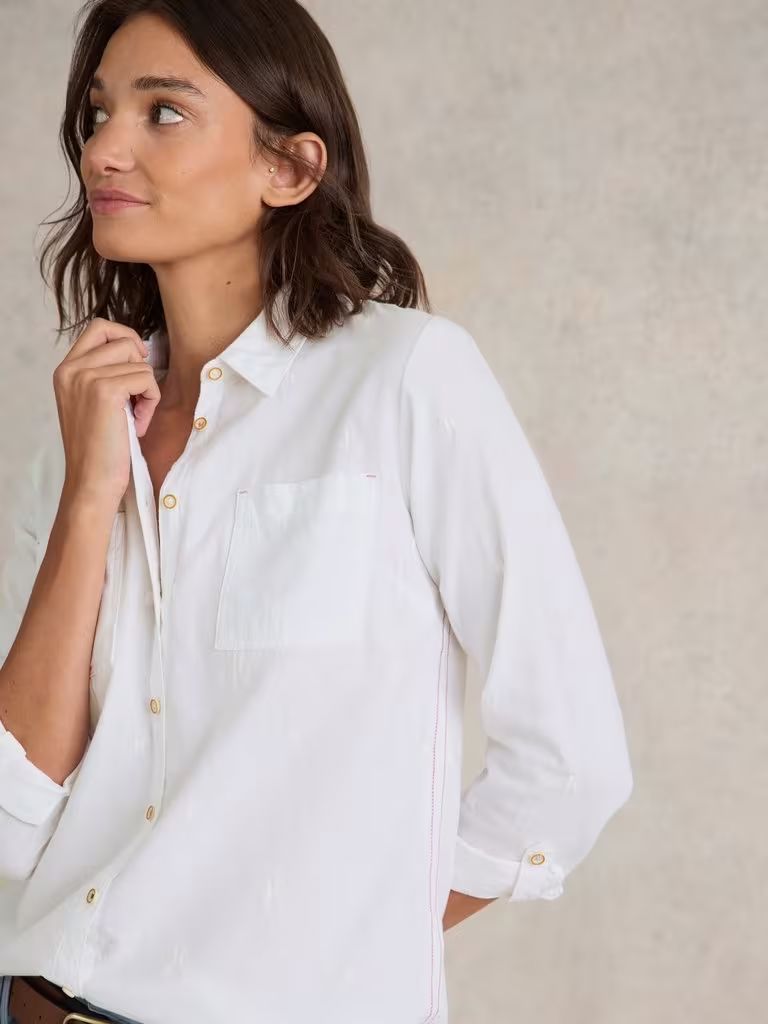 White Stuff Sophie Organic Cotton Shirt - Pale Ivory White Stuff