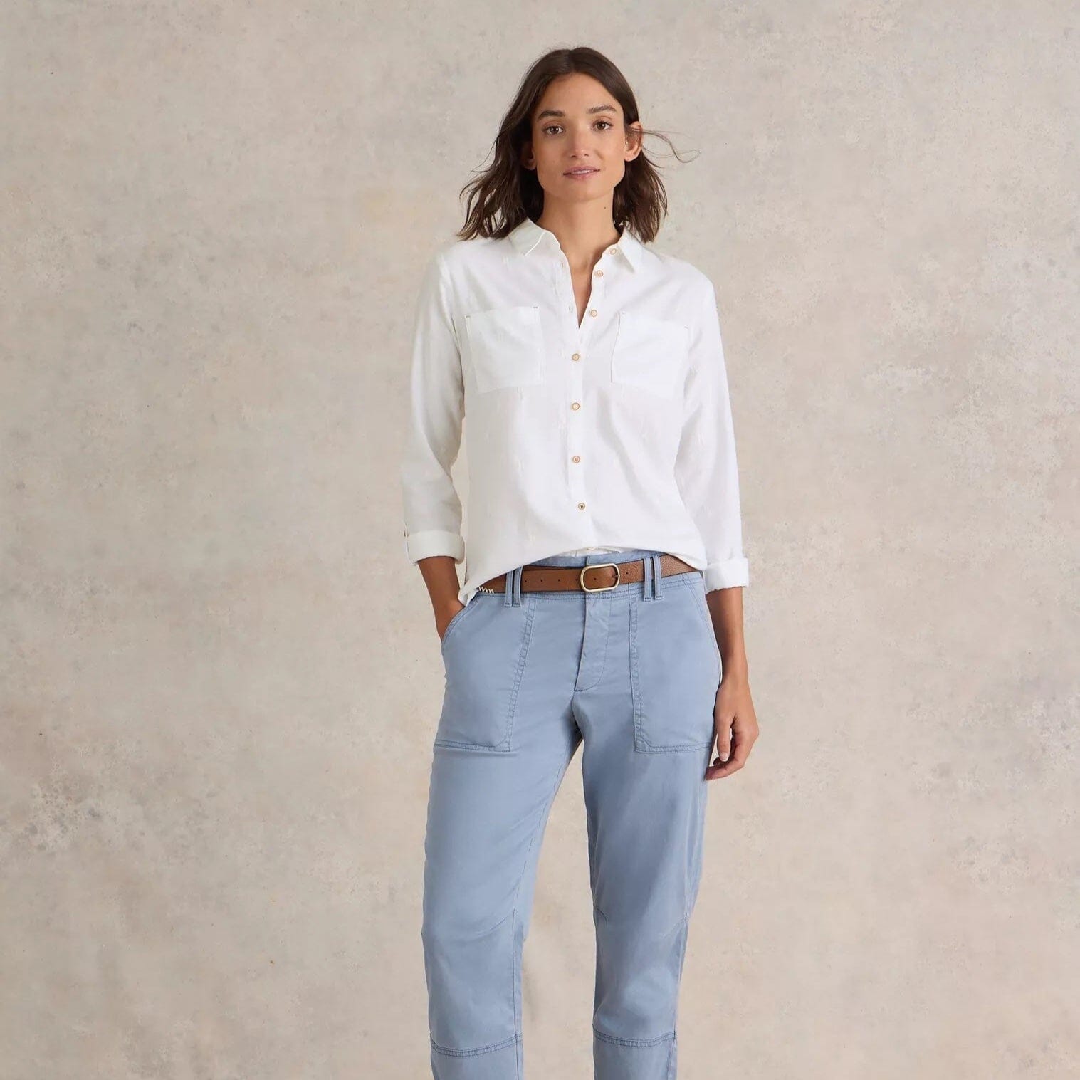 White Stuff Sophie Organic Cotton Shirt - Pale Ivory White Stuff