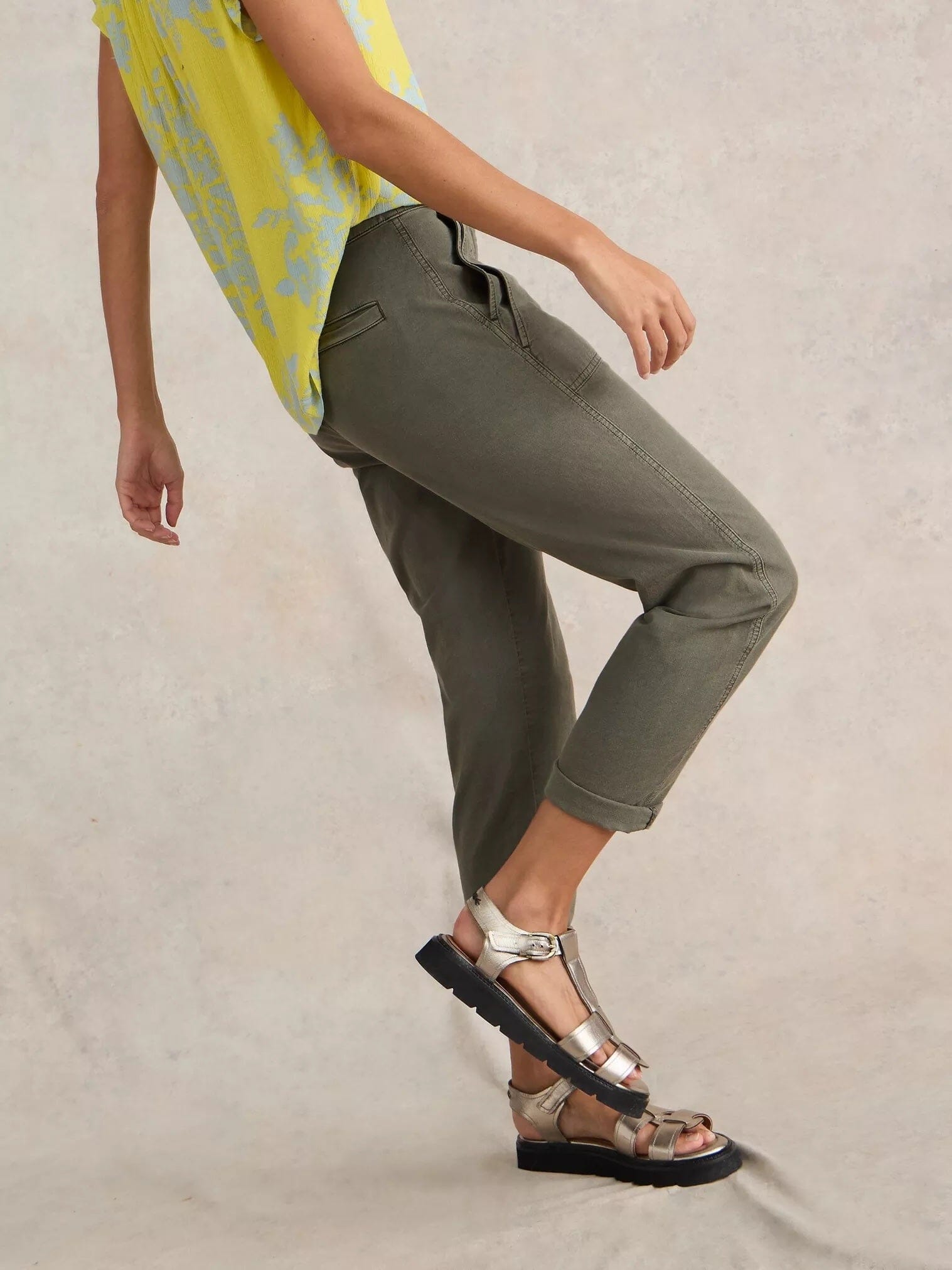 White Stuff Twister Chino Trouser - Khaki Green White Stuff