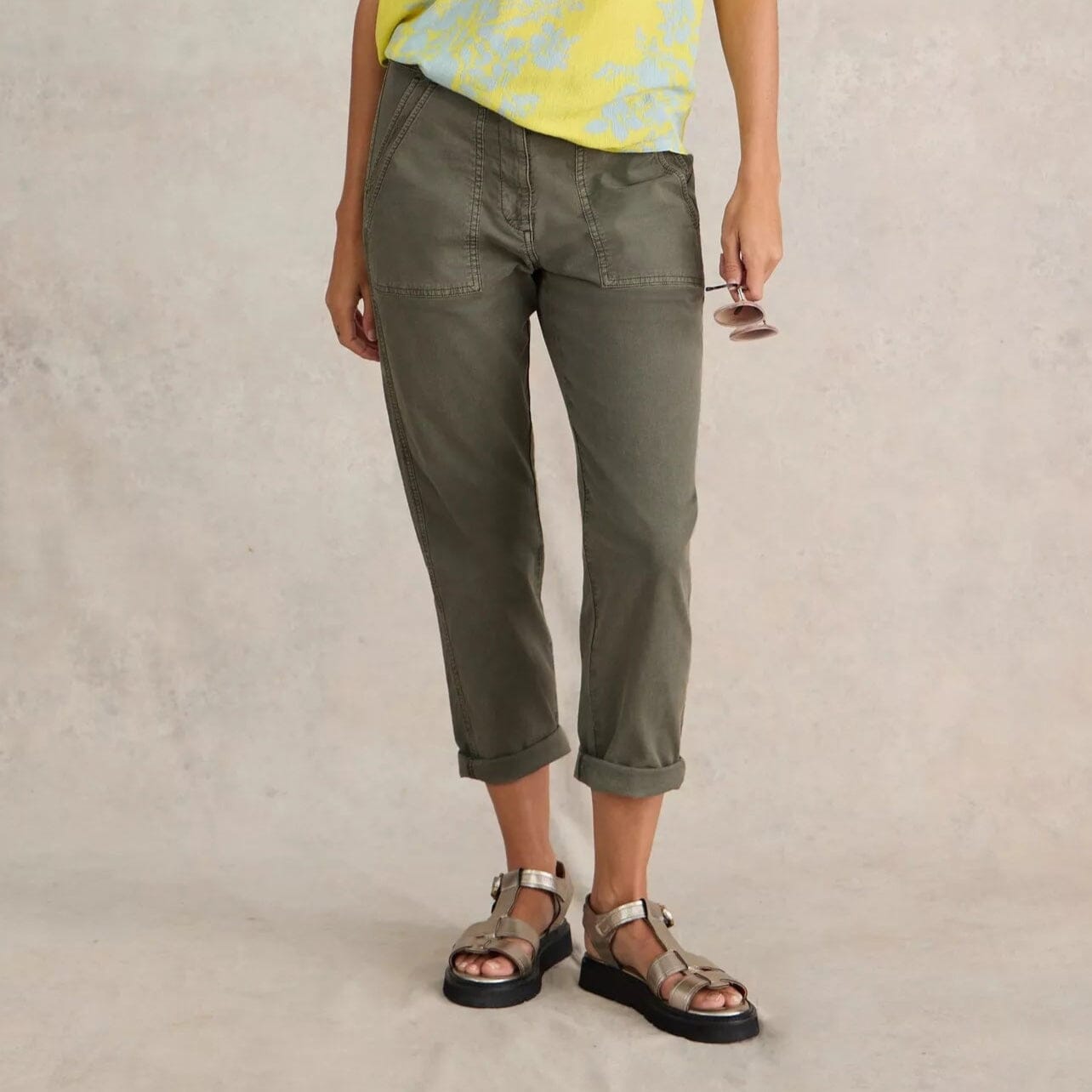 White Stuff Twister Chino Trouser - Khaki Green White Stuff