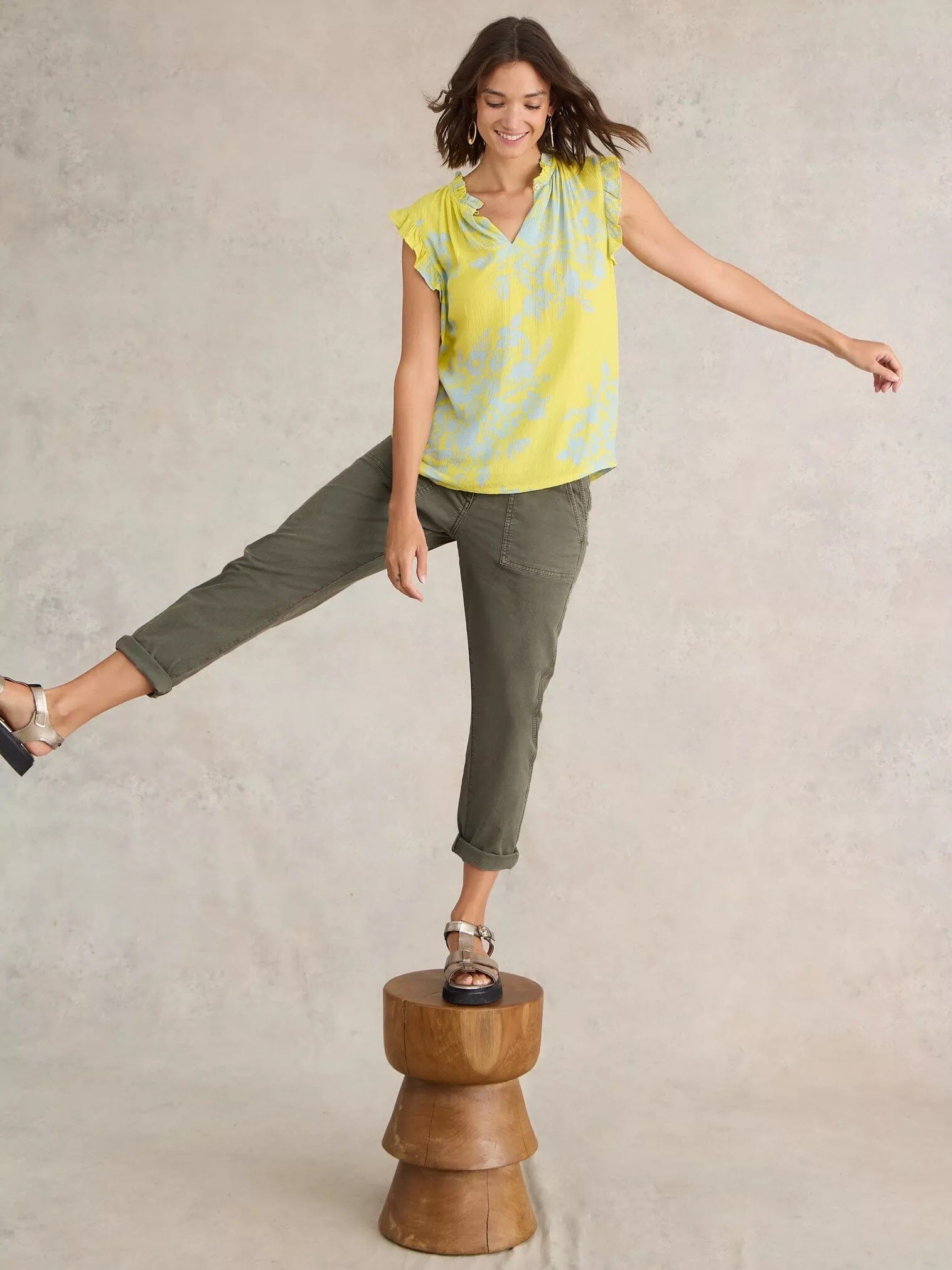 White Stuff Twister Chino Trouser - Khaki Green White Stuff
