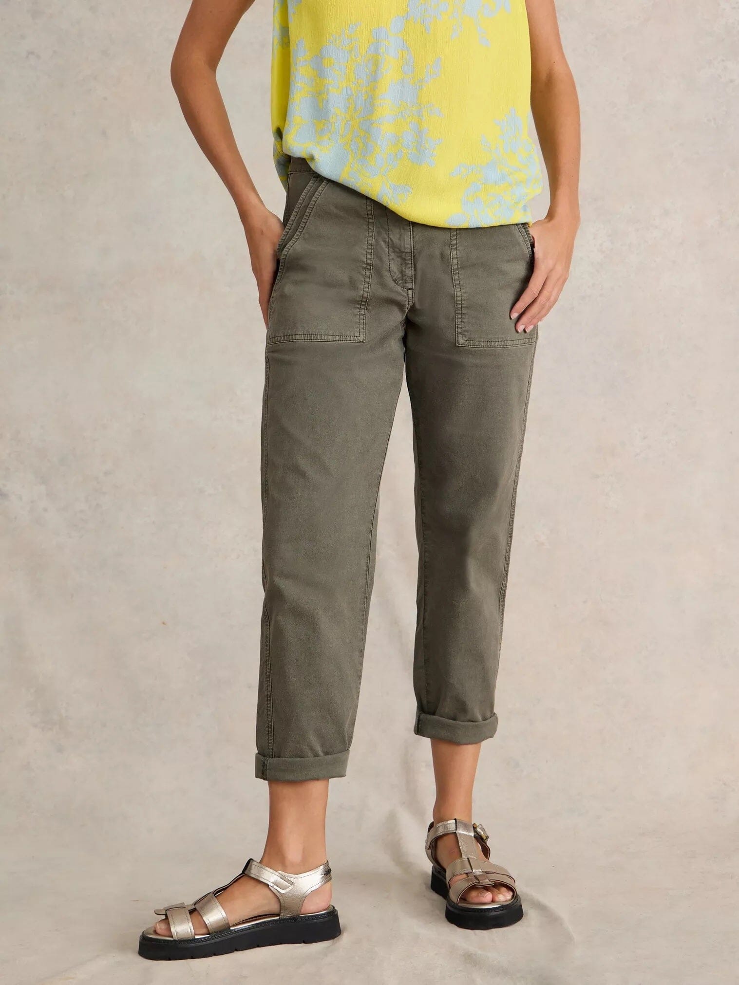 White Stuff Twister Chino Trouser - Khaki Green White Stuff