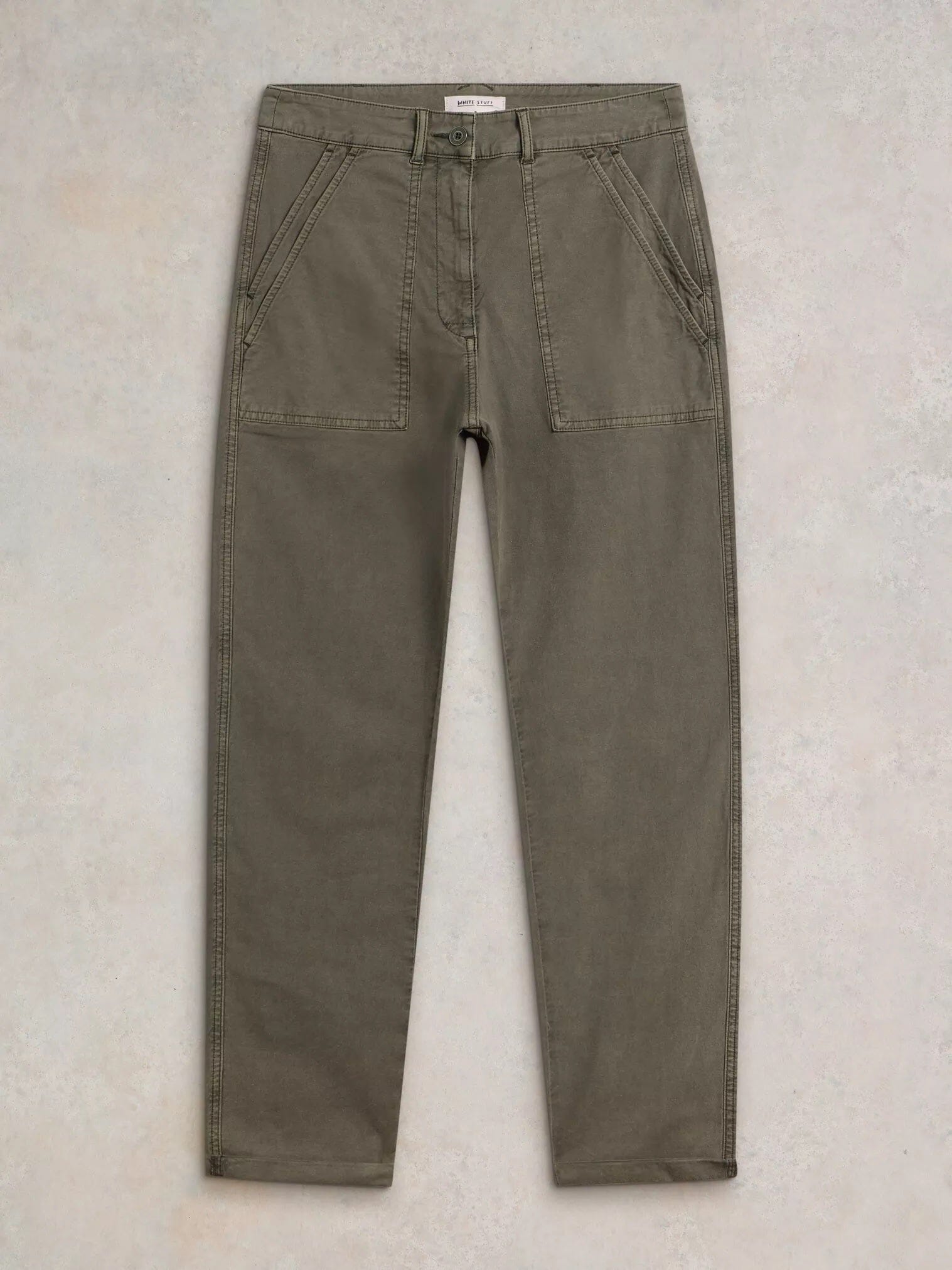 White Stuff Twister Chino Trouser - Khaki Green White Stuff