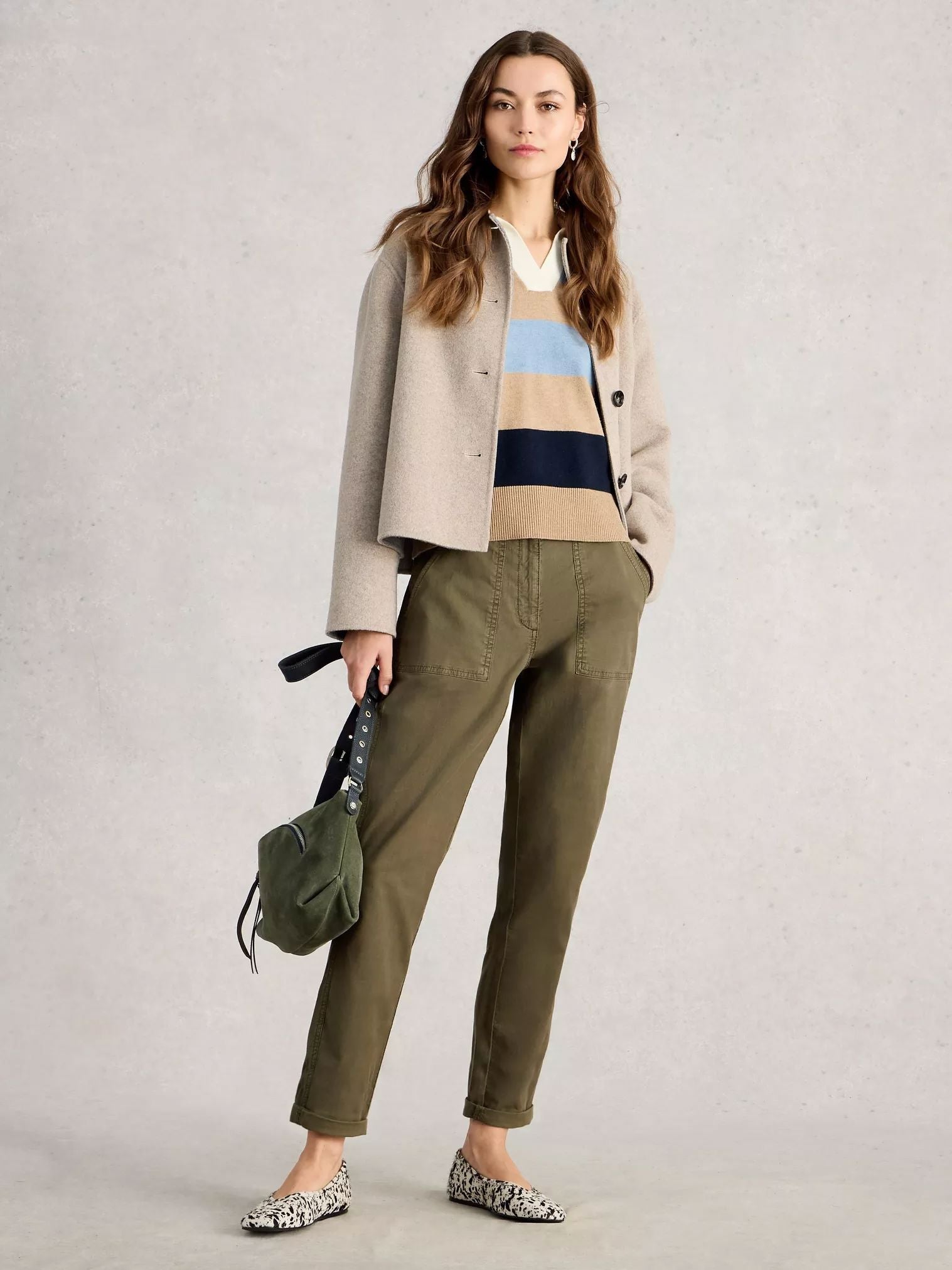 White Stuff Twister Chino Trouser - Khaki Green White Stuff