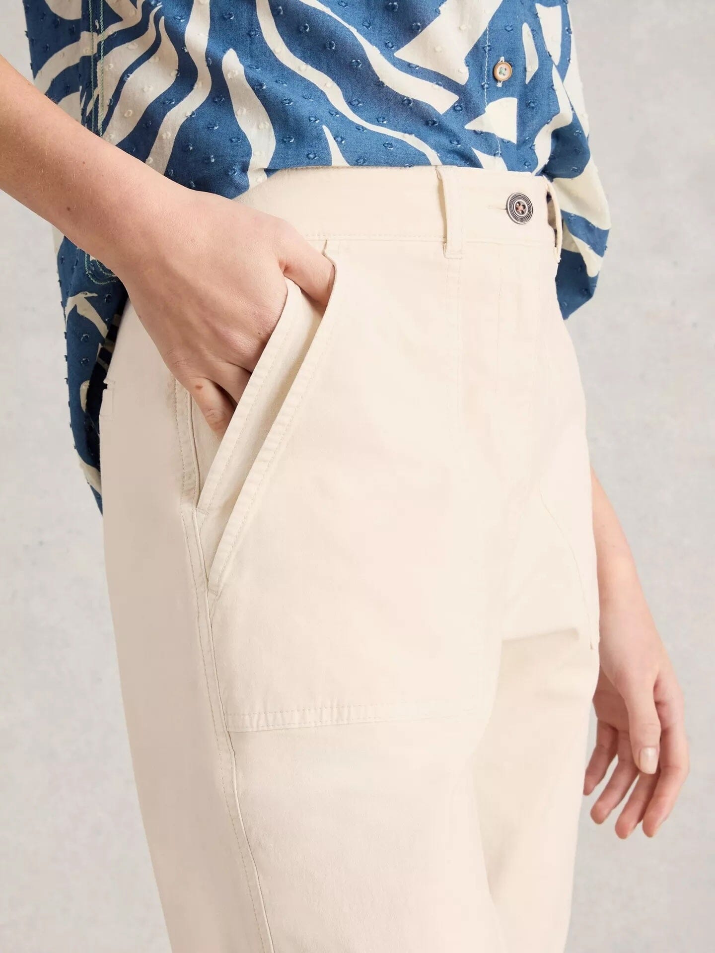 White Stuff Twister Chino Trouser - Natural White White Stuff