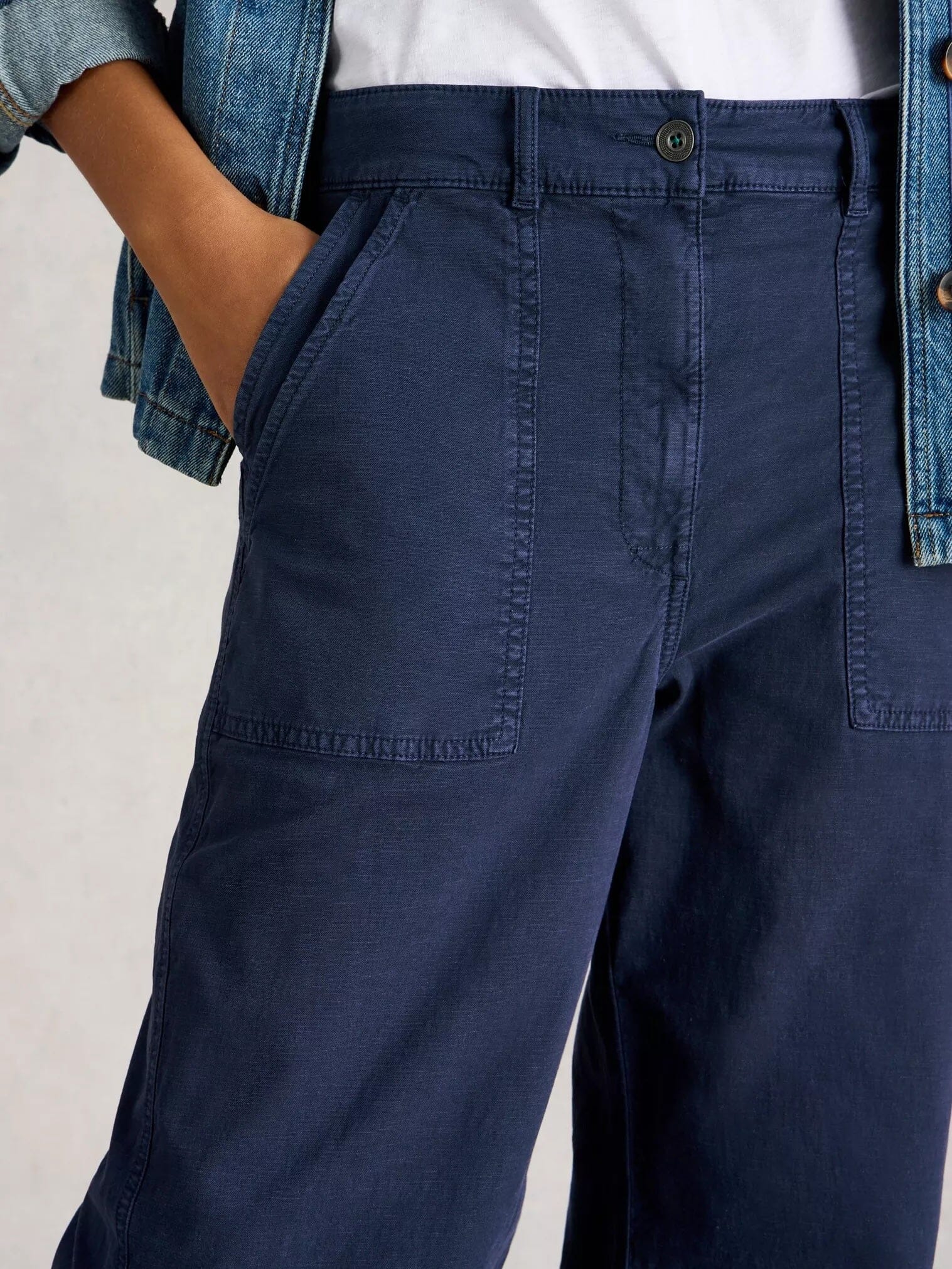 White Stuff Twister Chino Wide Leg Trouser - Dark Navy White Stuff