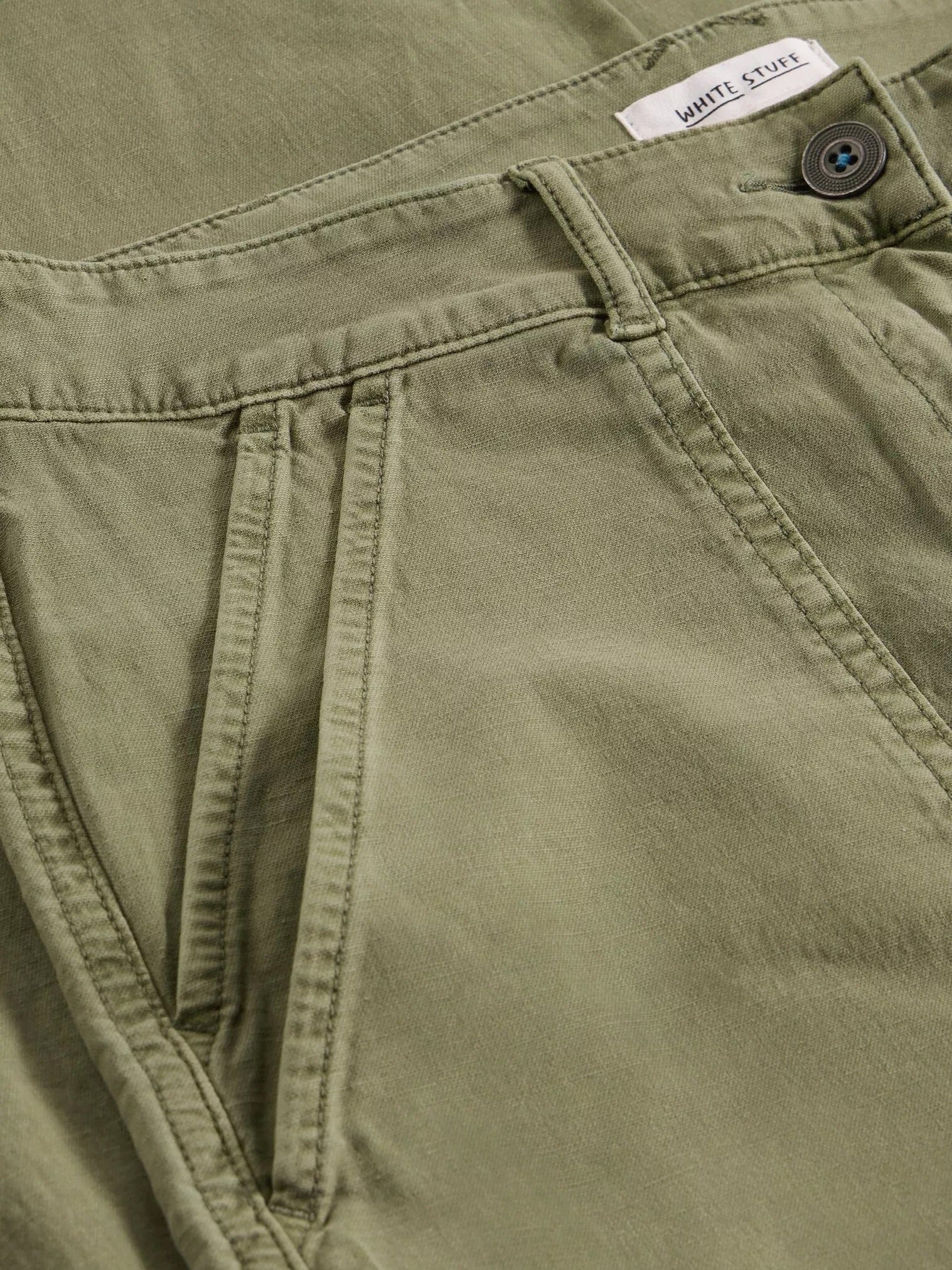 White Stuff Twister Chino Wide Leg Trouser - Khaki Green White Stuff