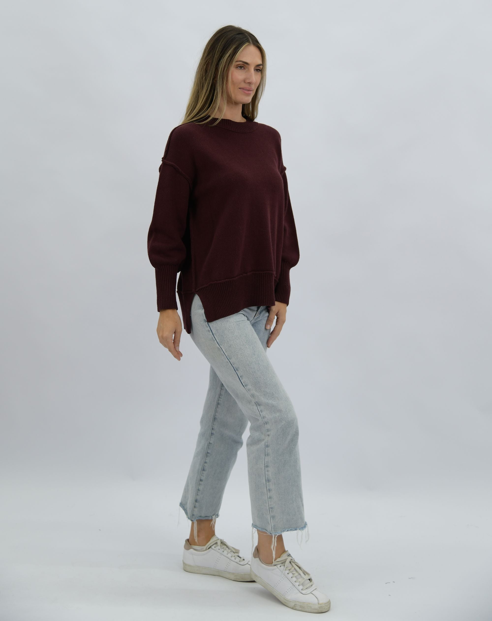 Worthier Cotton Blend Knit - Deep Cherry Women's Knit Worthier 