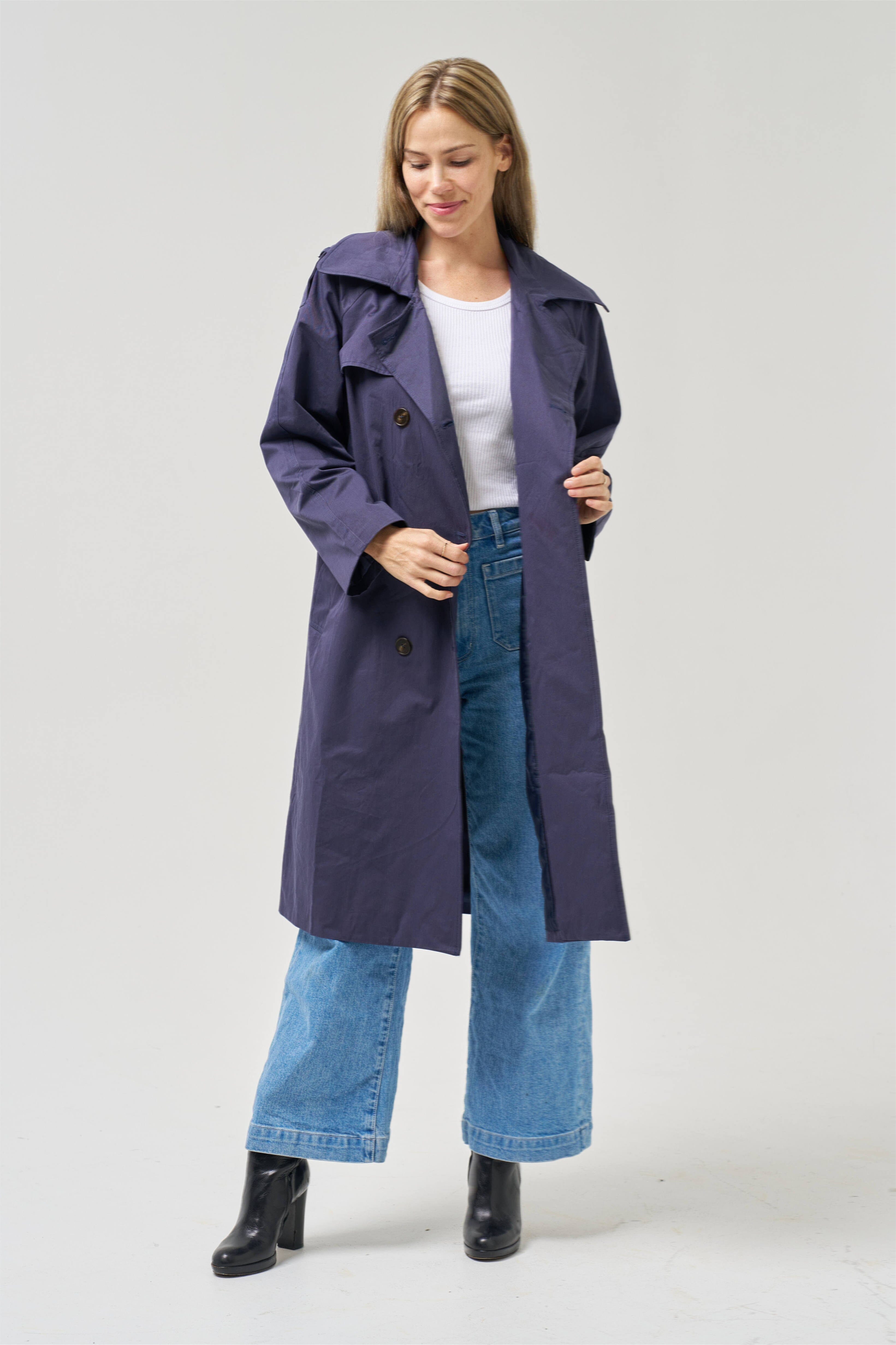 Worthier Cyma Trench Coat - Navy Worthier