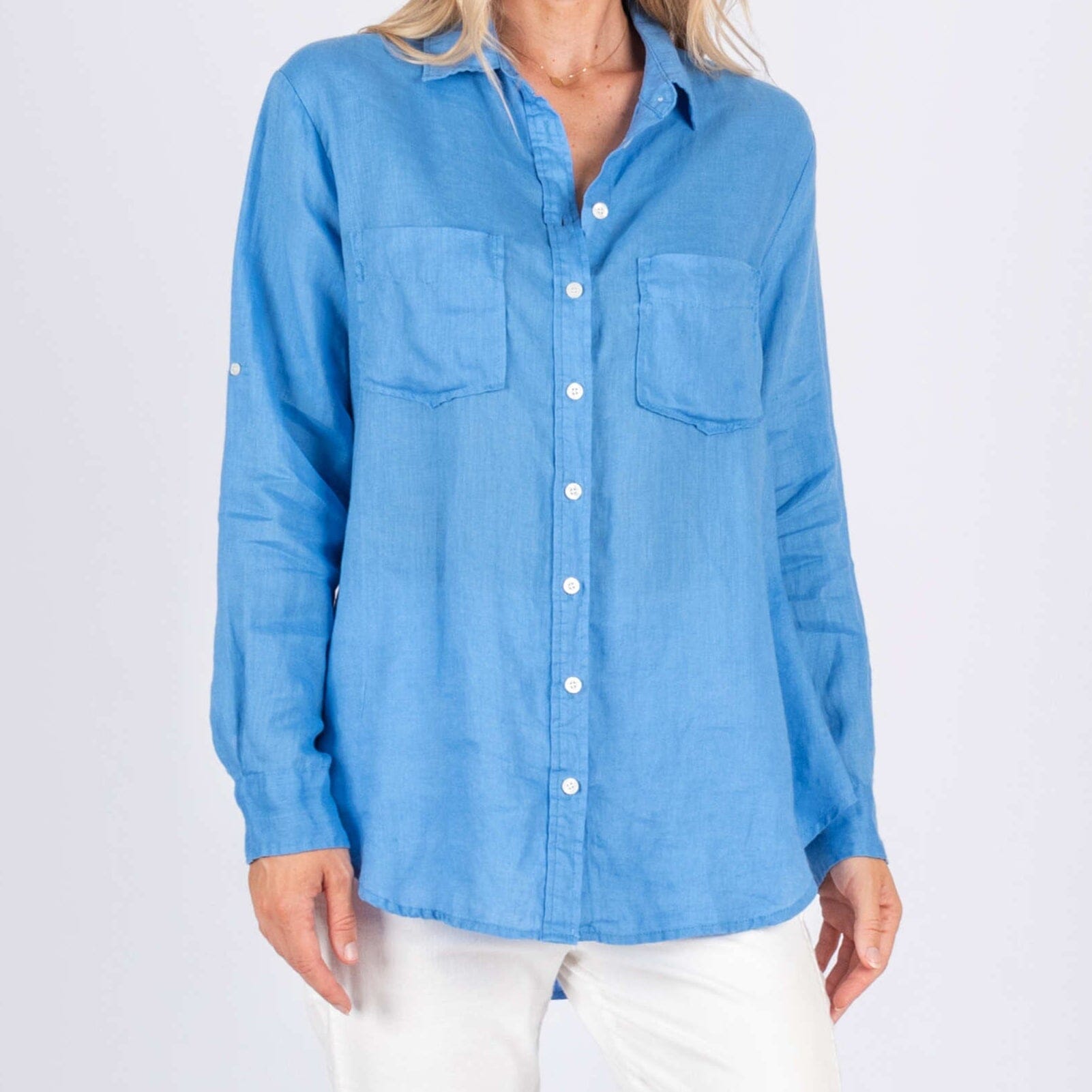 Worthier Journi Linen Dual Pockets Shirt - Wedge Wood Blue Worthier