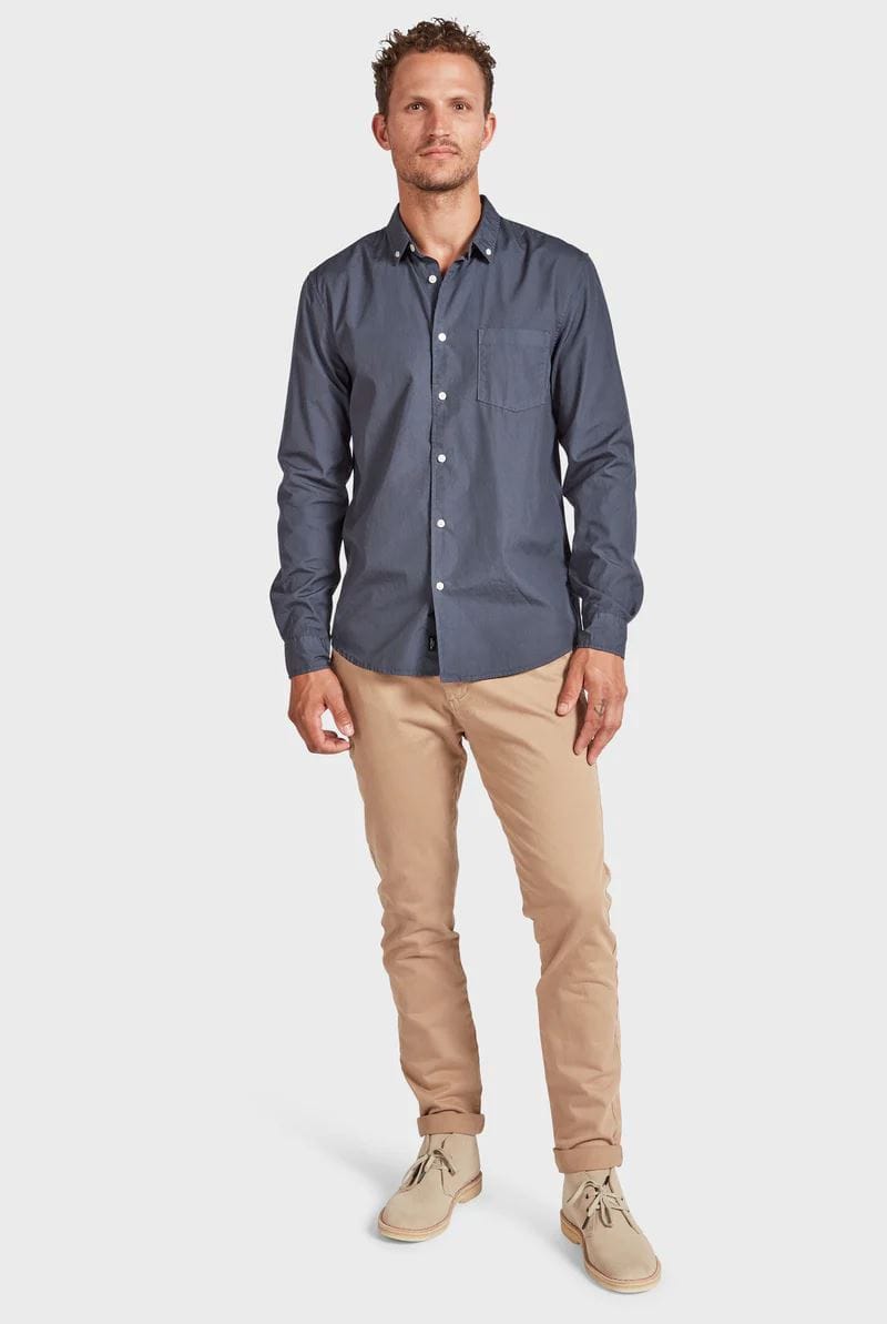 Academy Brand Men's Frank Poplin Shirt - Navy Academy Brand