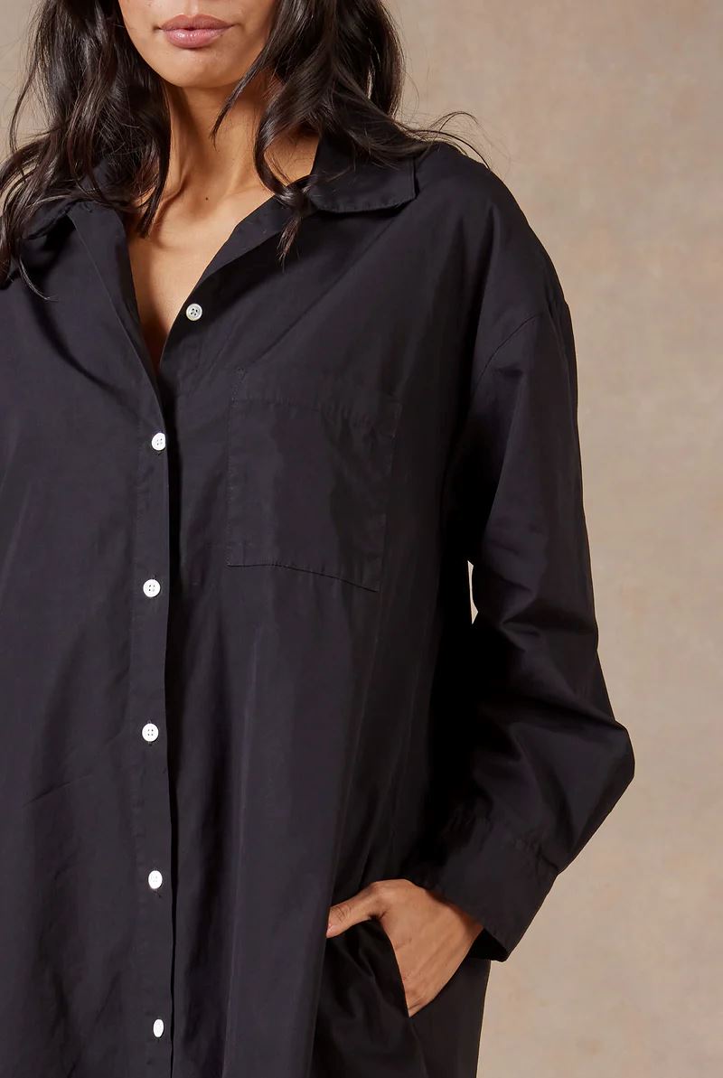 Academy Brand Women's Frankie Long Sleeve Poplin Dress - Black Academy Brand
