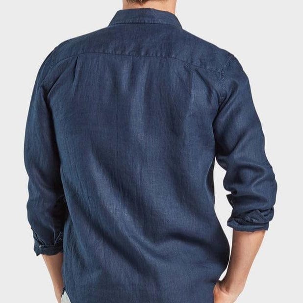 Academy Brand Men's Hampton Linen Long Sleeve Shirt - Navy Academy Brand