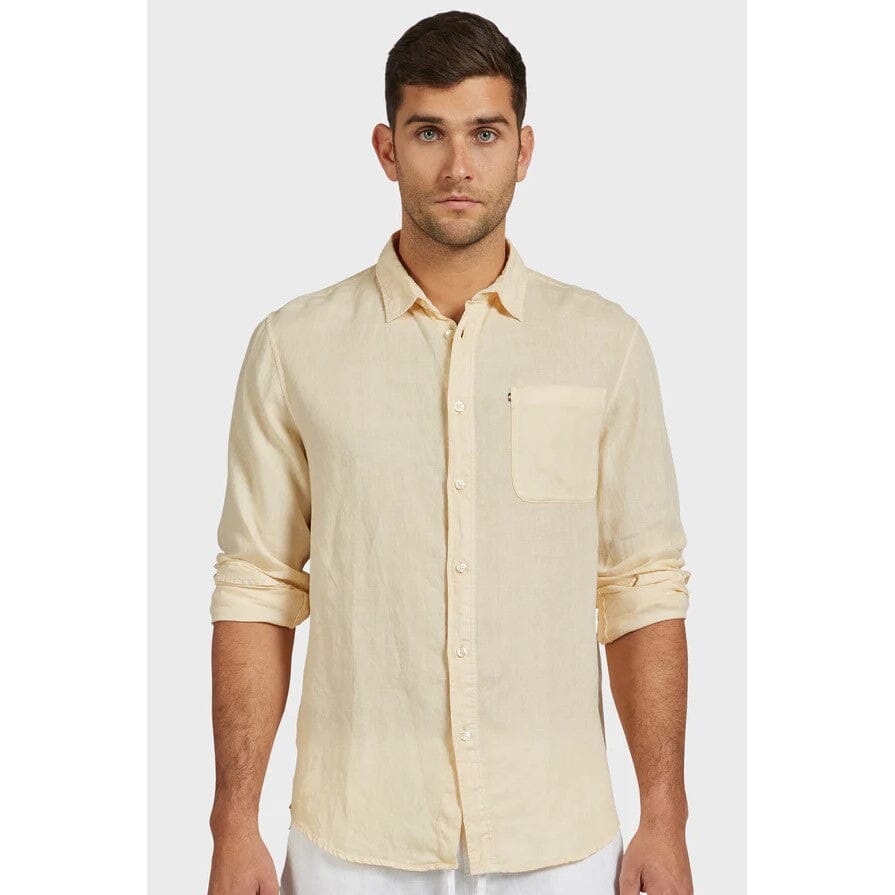 Academy Brand Men's Hampton Linen Shirt - Sahara Yellow Academy Brand