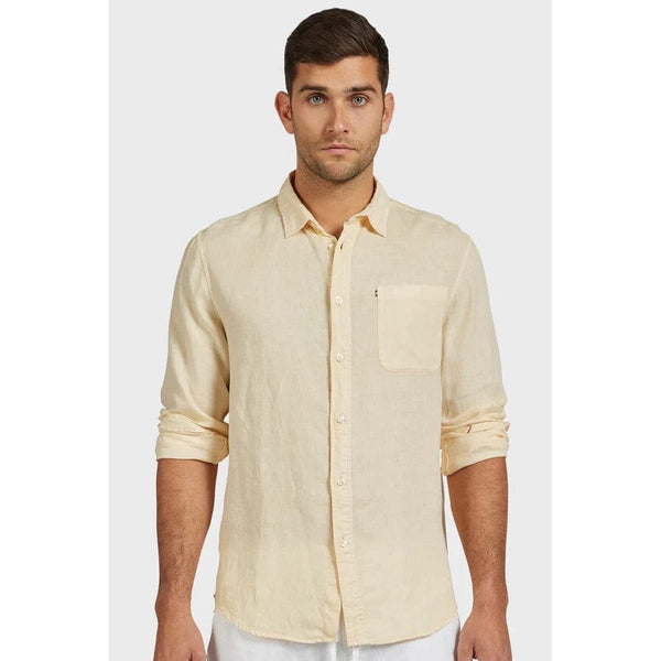 Academy Brand Men's Hampton Linen Shirt - Sahara Yellow Academy Brand