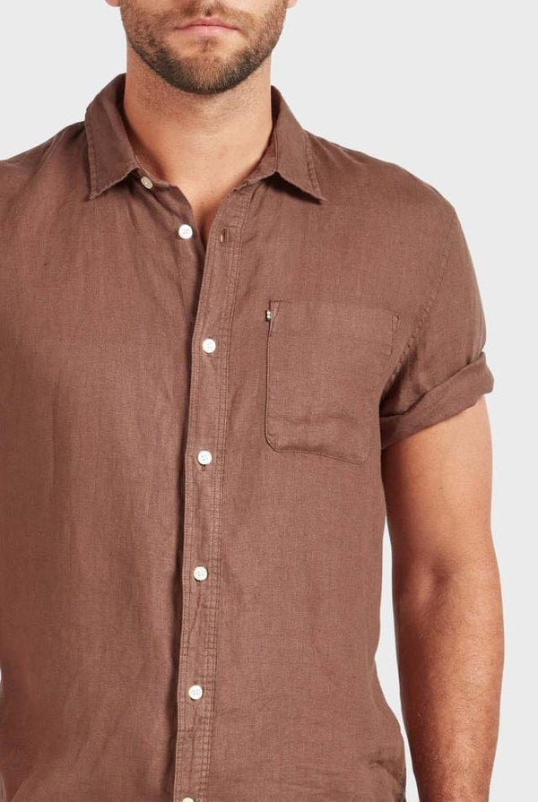 Academy Brand Men's Hampton Linen Short Sleeve Shirt - Bison Academy Brand