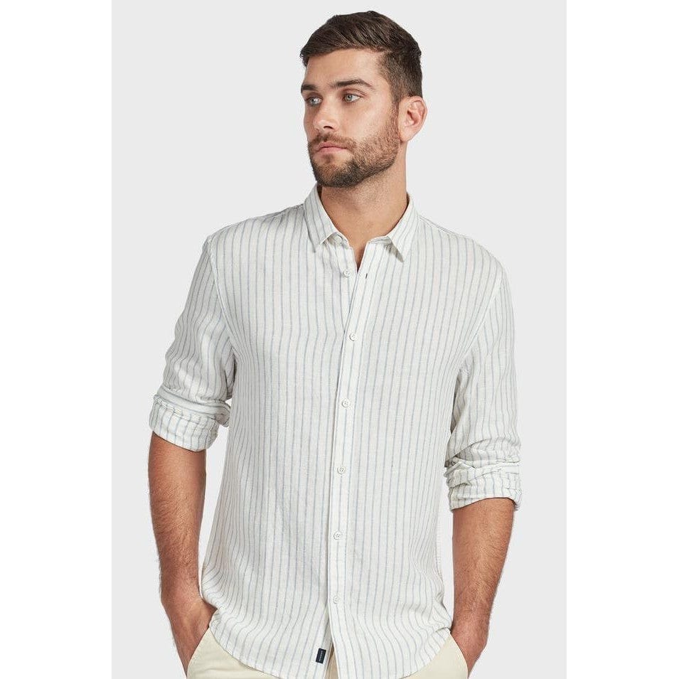 Academy Brand Men's Joey Long Sleeve Shirt - Natural/Blue Academy Brand