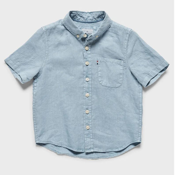 Academy Brand Rookie Hampton Linen Short Sleeve Shirt - Bluebell Academy Brand