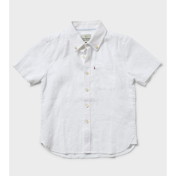 Academy Brand Kids Hampton Short Sleeved Linen Shirt - White Academy Brand